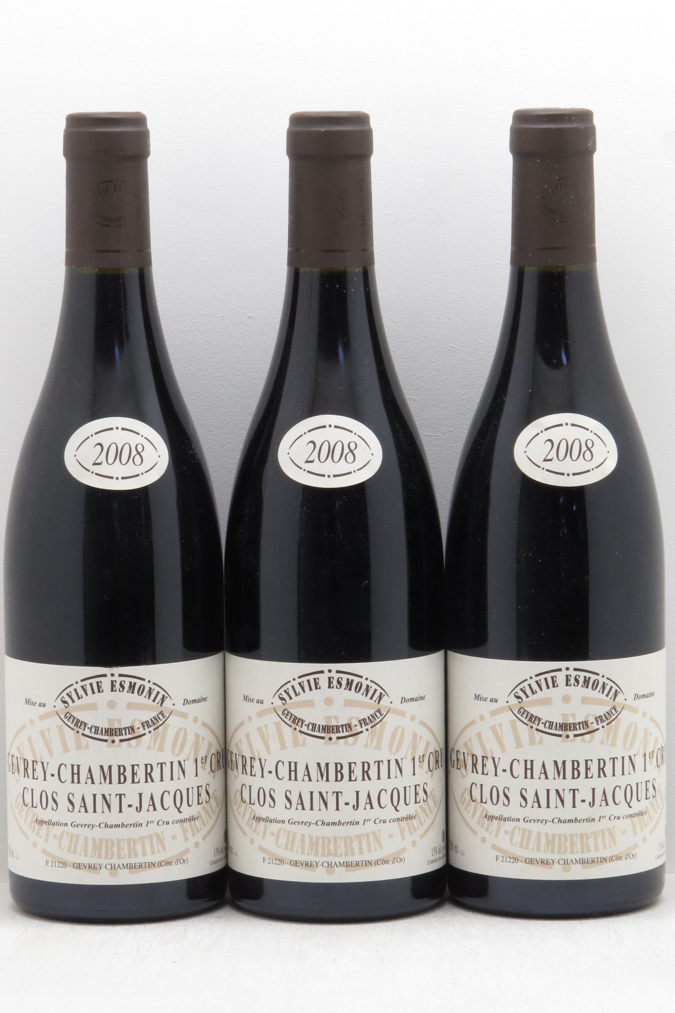 Gevrey-Chambertin 1er Cru Clos Saint Jacques Sylvie Esmonin 2008 - Lotto di 3 bottiglie - 0
