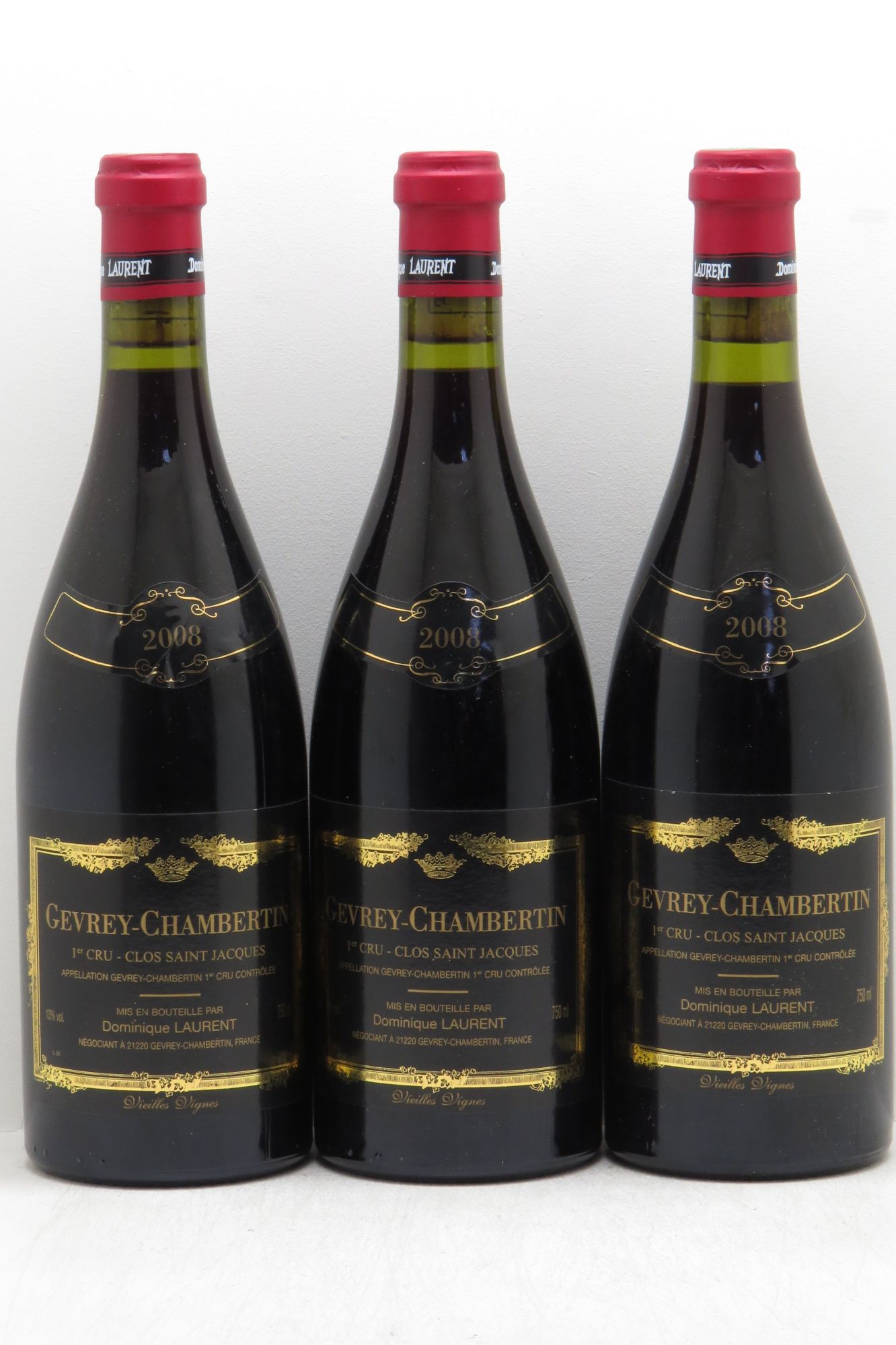 Gevrey-Chambertin 1er Cru Vieilles Vignes Dominique Laurent 2008 - Lot de 3 bouteilles - 0