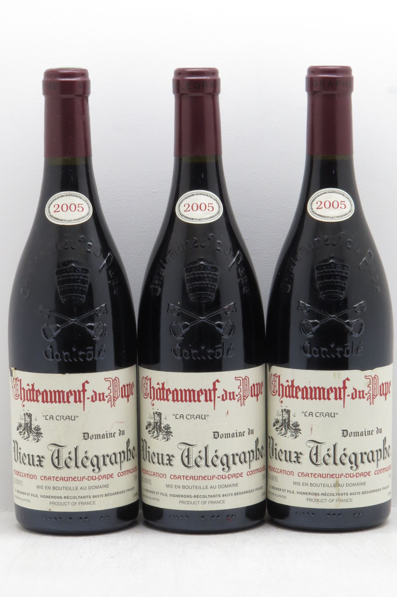 Châteauneuf-du-Pape Vieux Télégraphe (Domaine du) Vignobles Brunier 2005 - Lot de 3 bouteilles - 0