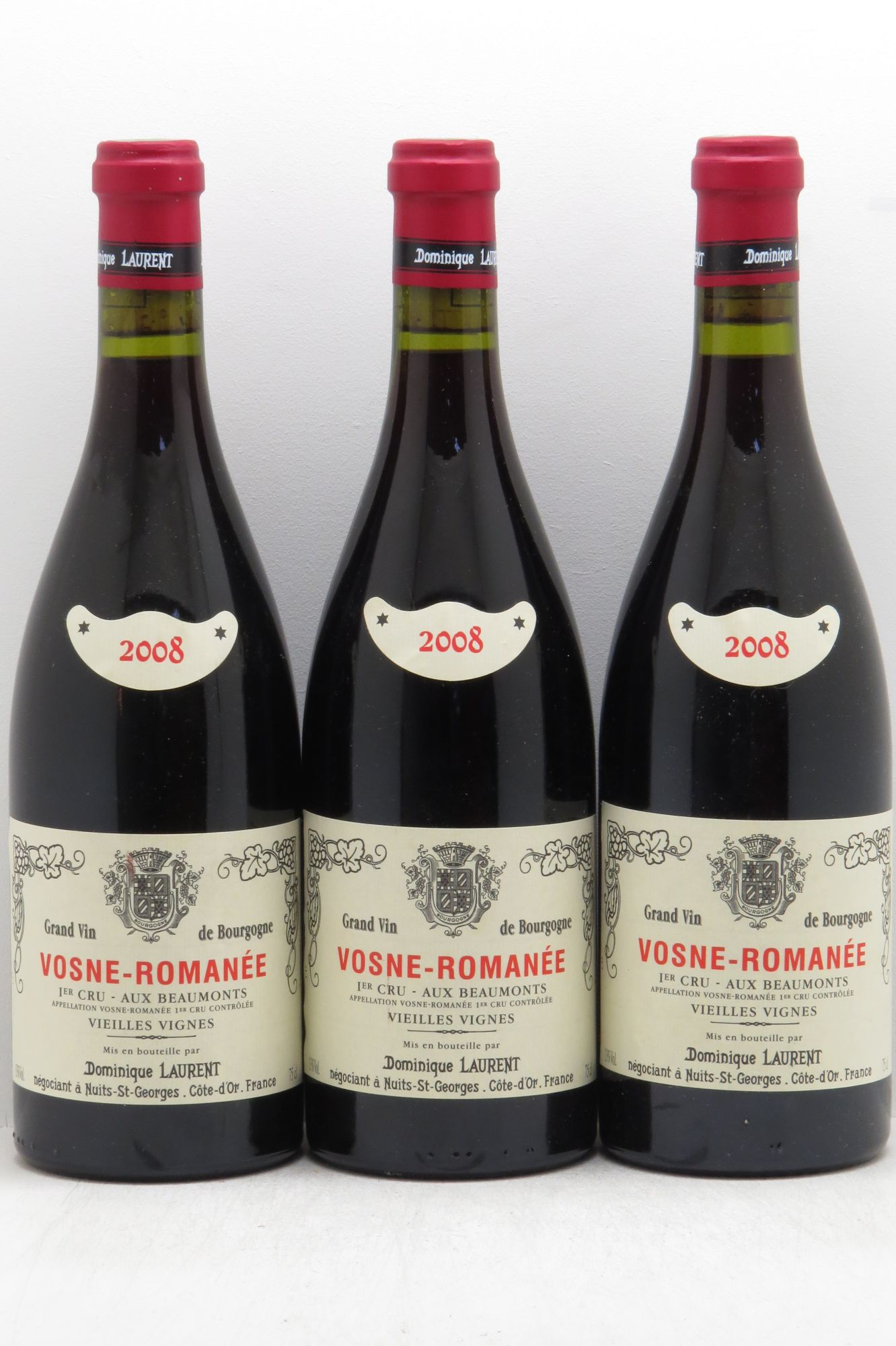 Vosne-Romanée 1er Cru Vieilles Vignes Dominique Laurent 2008 - Lot de 3 bouteilles - 0