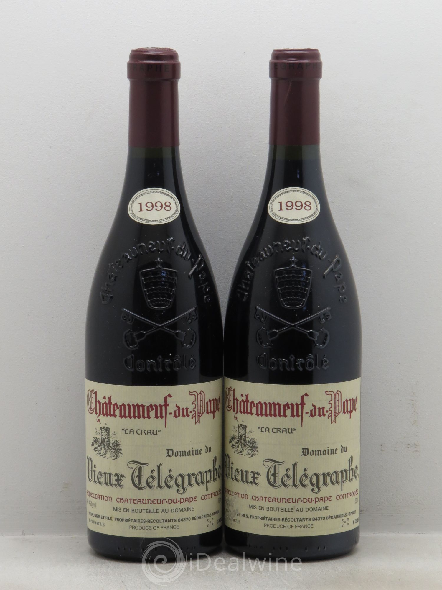 Châteauneuf-du-Pape Vieux Télégraphe (Domaine du) Vignobles Brunier 1998 - Lot de 2 bouteilles - 0
