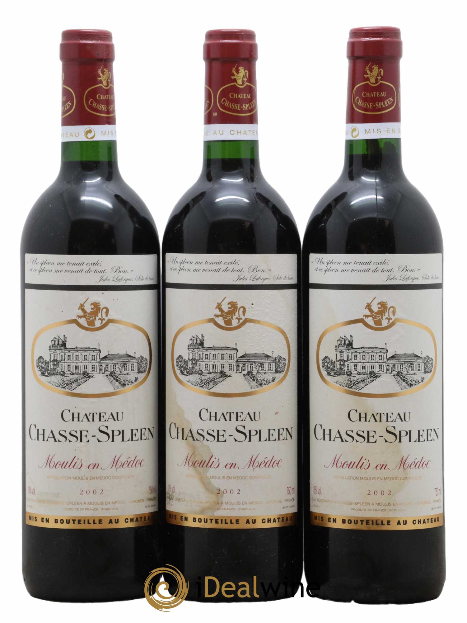 Château Chasse Spleen 2002 - Lot de 3 bouteilles - 0