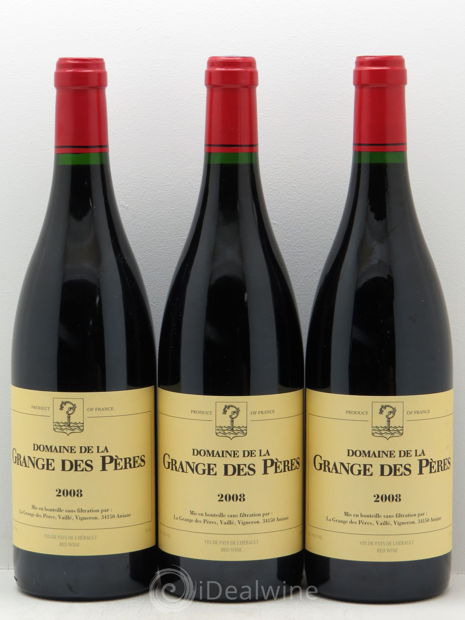 Pays d'Hérault Grange des Pères Laurent Vaillé 2008 - Lot de 3 bouteilles - 0