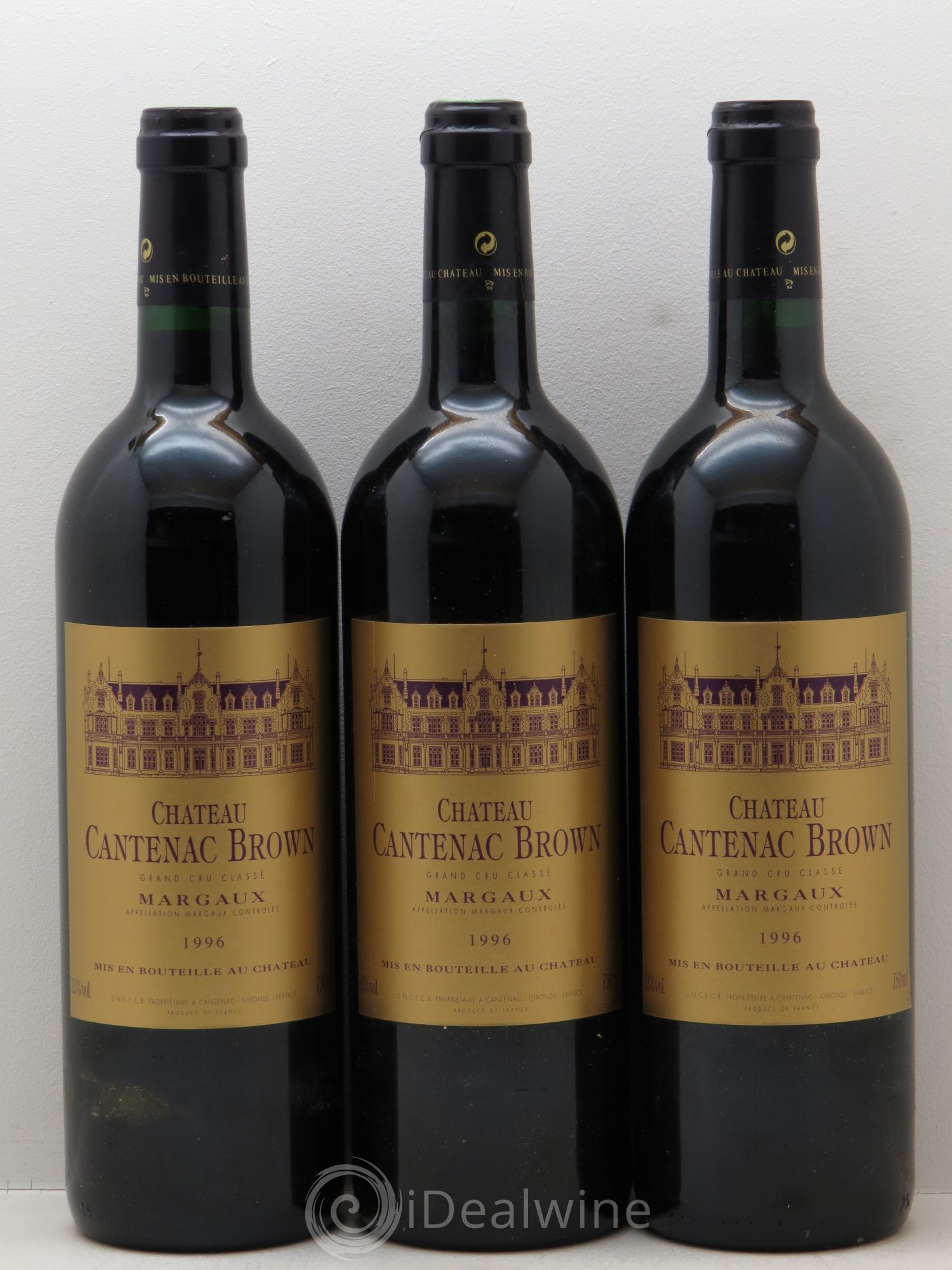 Château Cantenac Brown 3ème Grand Cru Classé 1996 - Lot de 3 bouteilles - 0