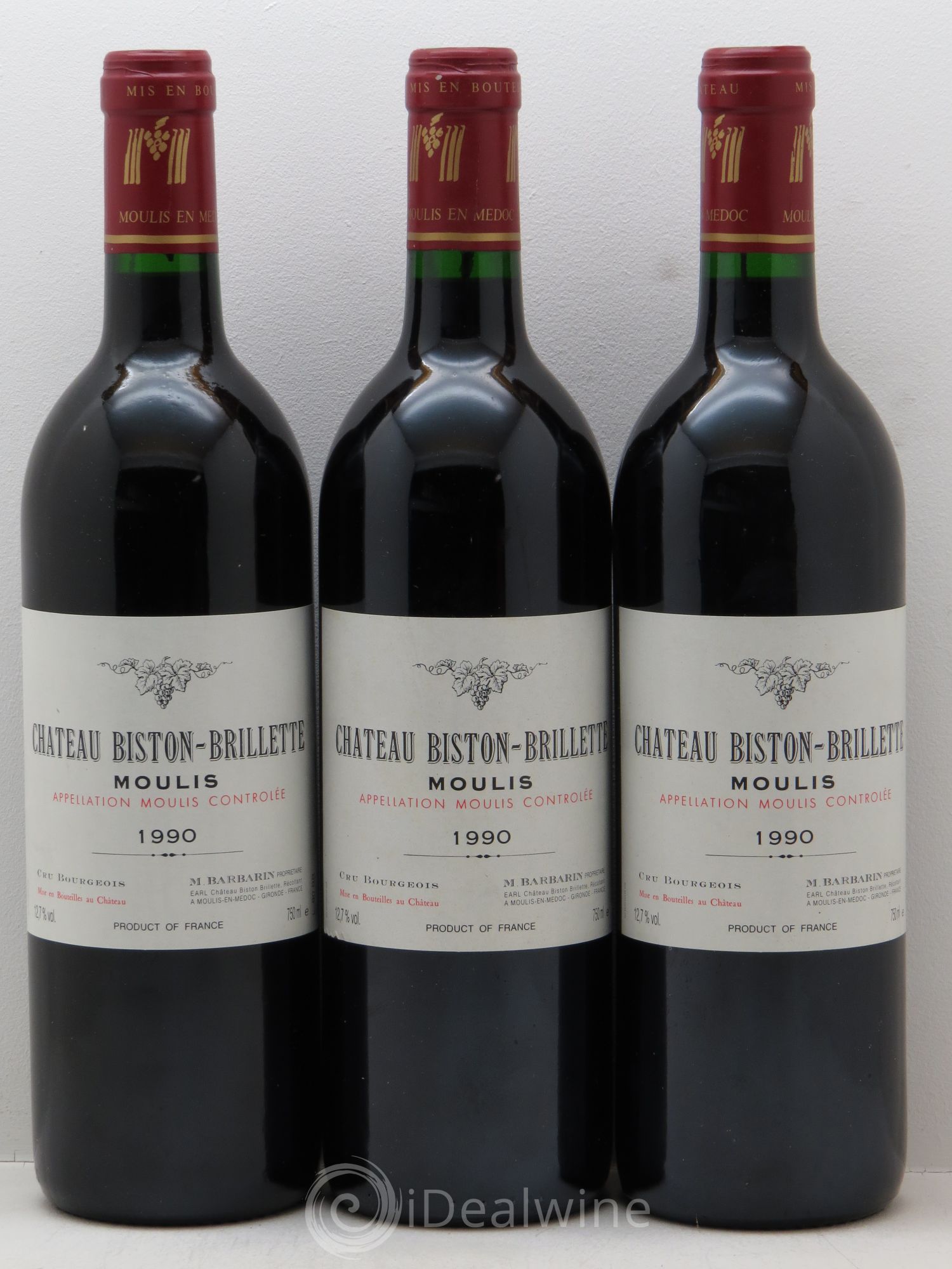 Château Biston Brillette 1990 - Lot de 3 bouteilles - 0