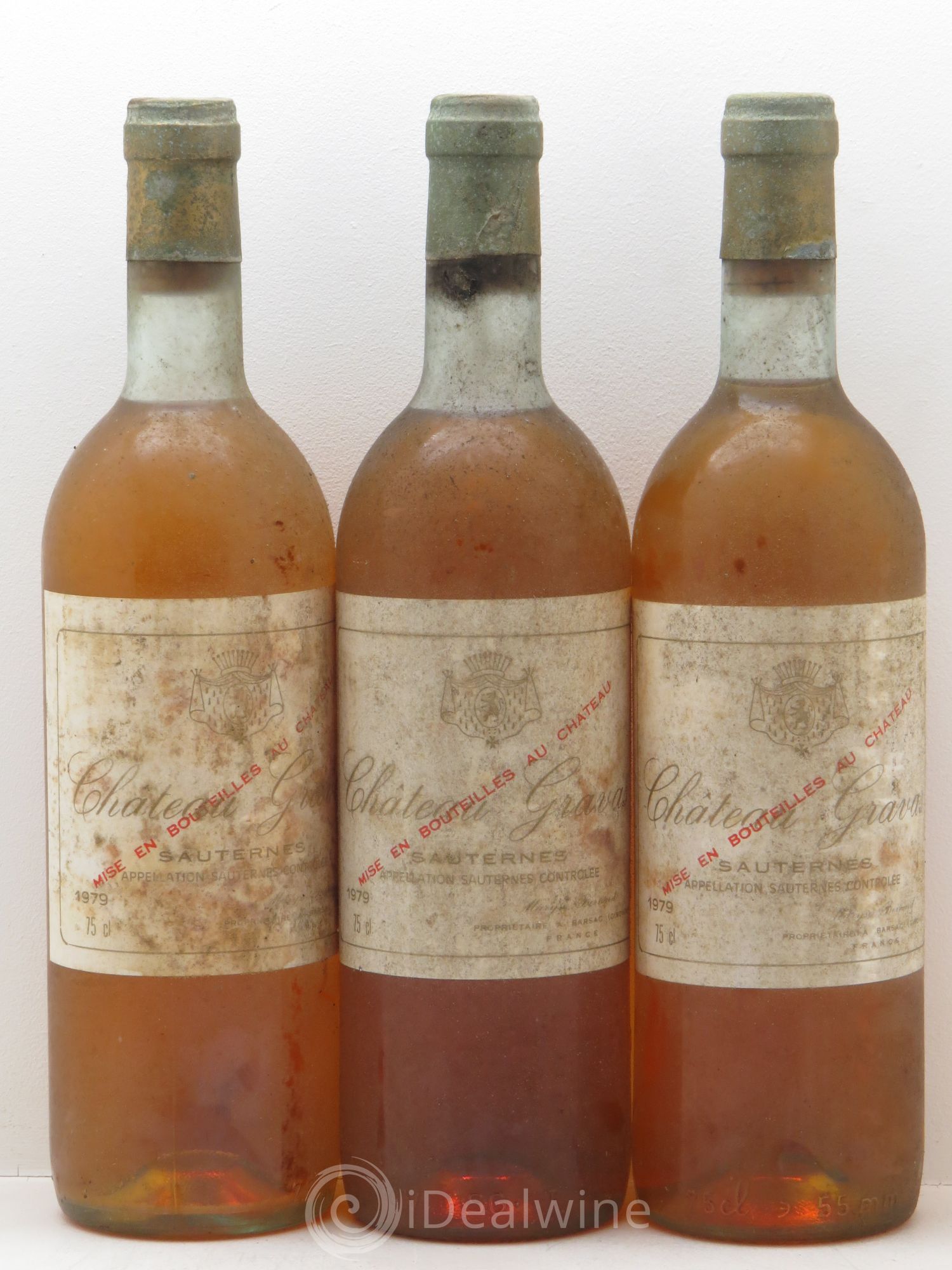 Château Gravas Cru Bourgeois 1979 - Lotto di 3 bottiglie - 0