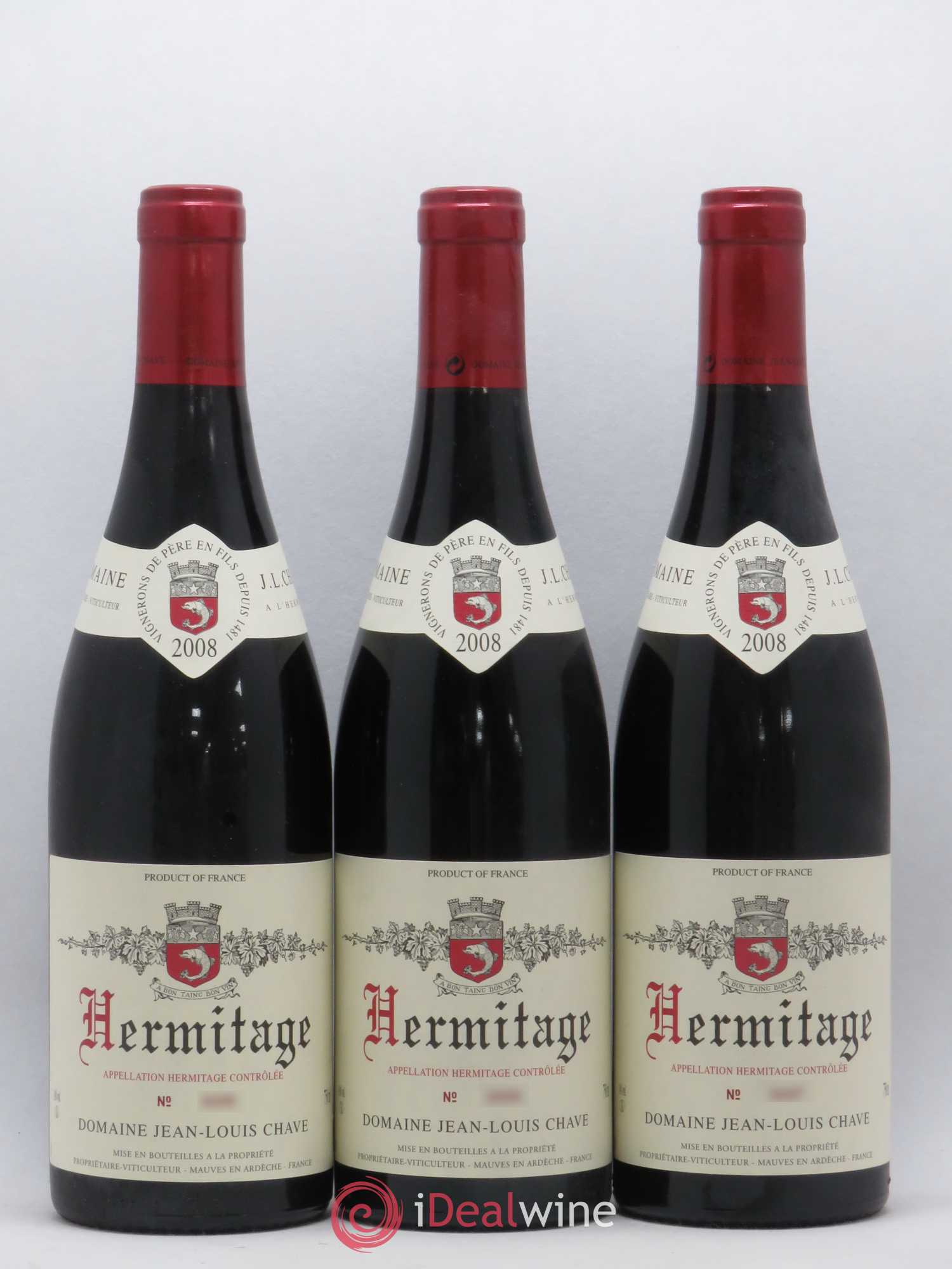 Hermitage Jean-Louis Chave 2008 - Lot de 3 bouteilles - 0