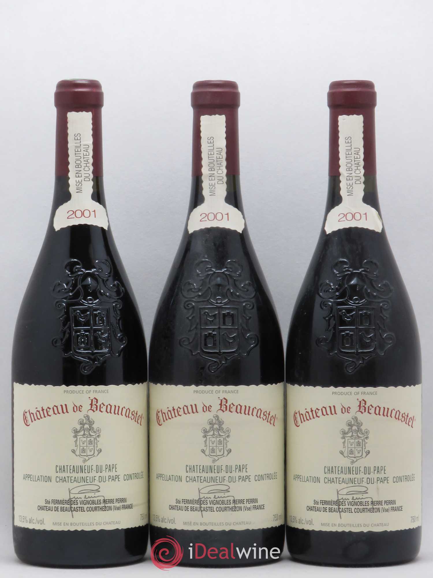 Châteauneuf-du-Pape Château de Beaucastel Famille Perrin 2001 - Lot de 3 bouteilles - 0