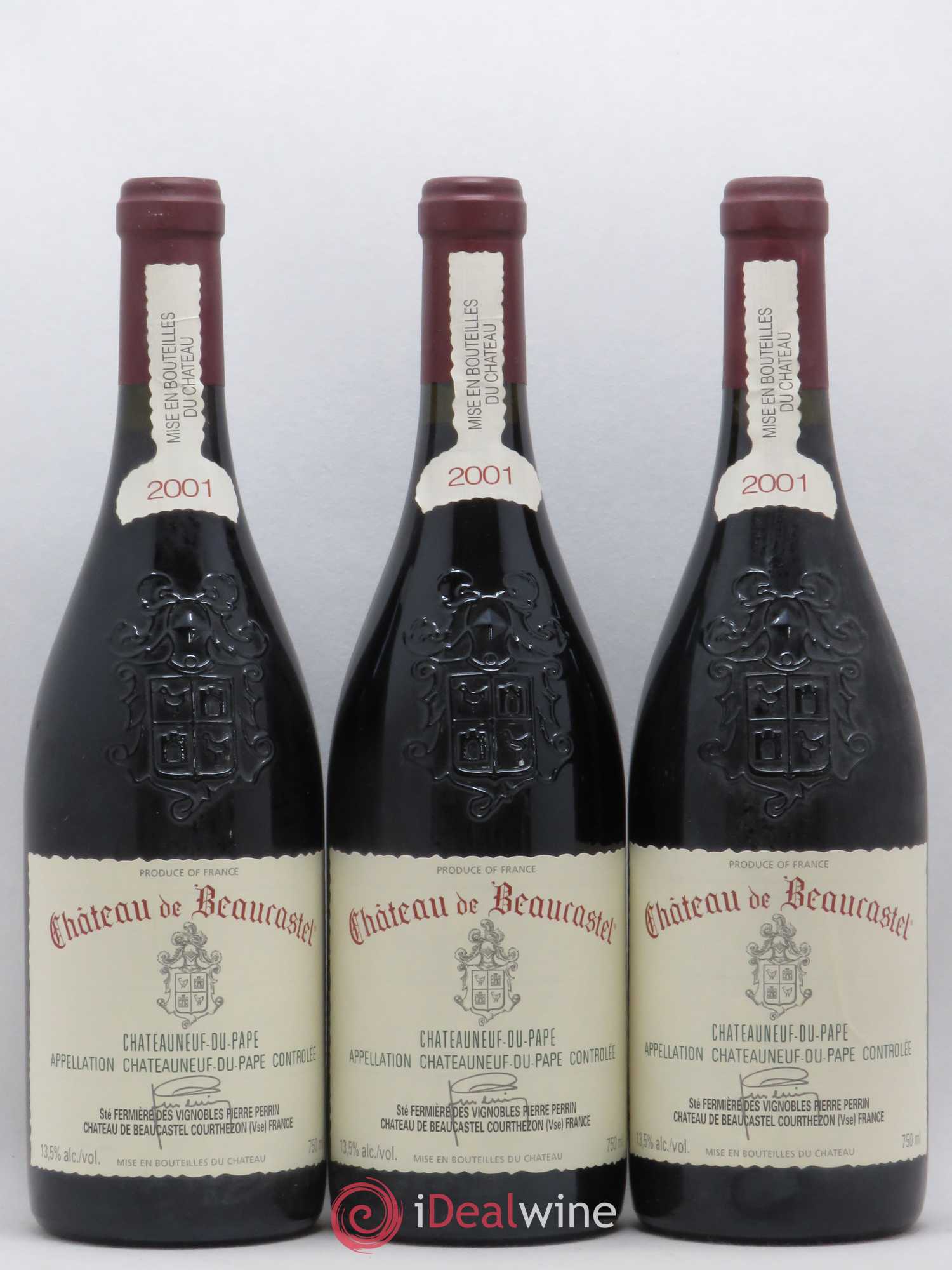 Châteauneuf-du-Pape Château de Beaucastel Famille Perrin 2001 - Lot de 3 bouteilles - 0