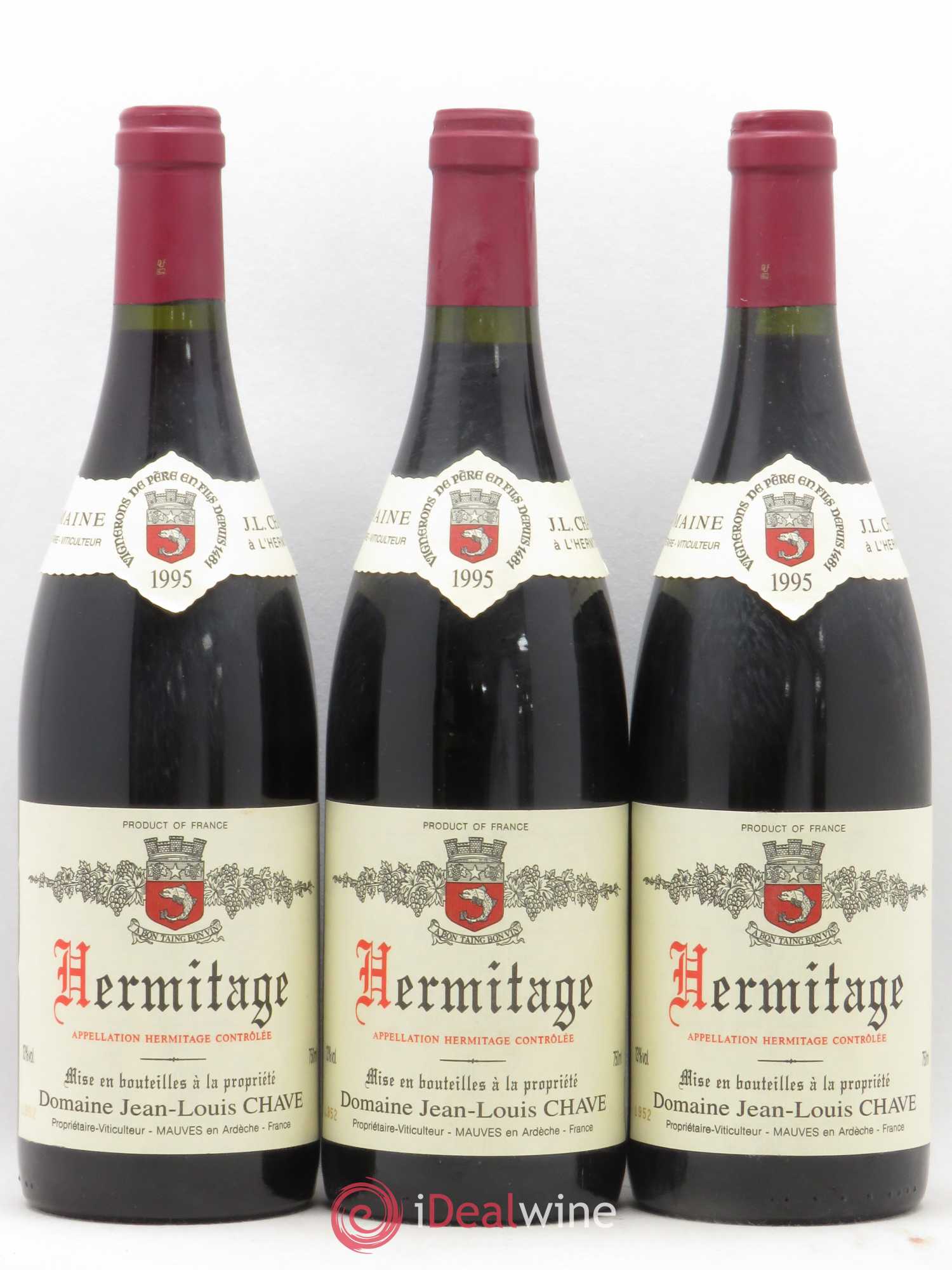 Hermitage Jean-Louis Chave 1995 - Lot de 3 bouteilles - 0