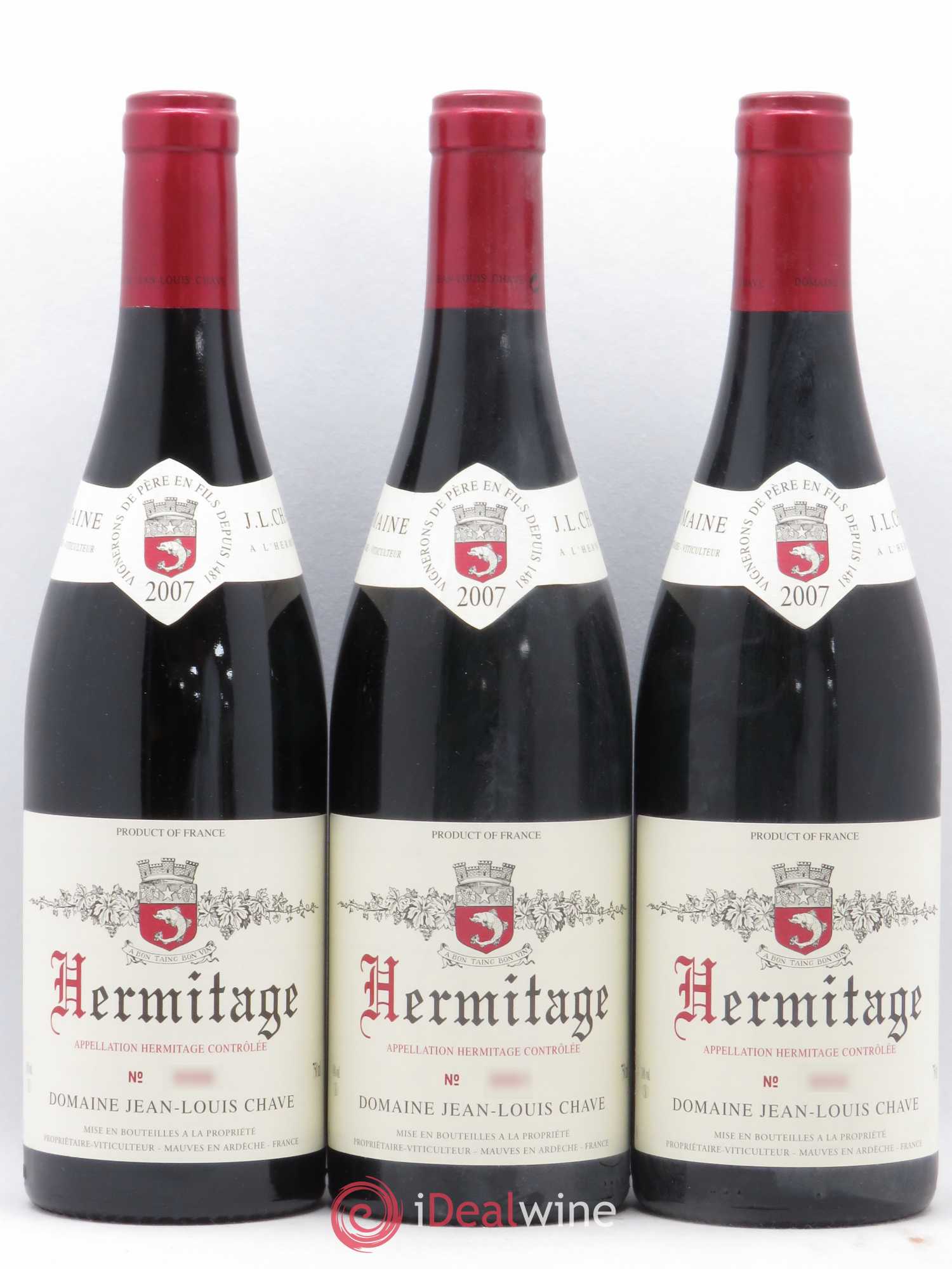 Hermitage Jean-Louis Chave 2007 - Lot de 3 bouteilles - 0