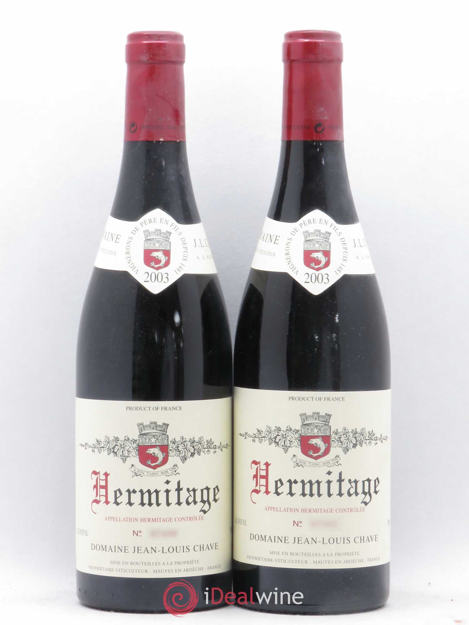 Hermitage Jean-Louis Chave 2003 - Lot de 2 bouteilles - 0