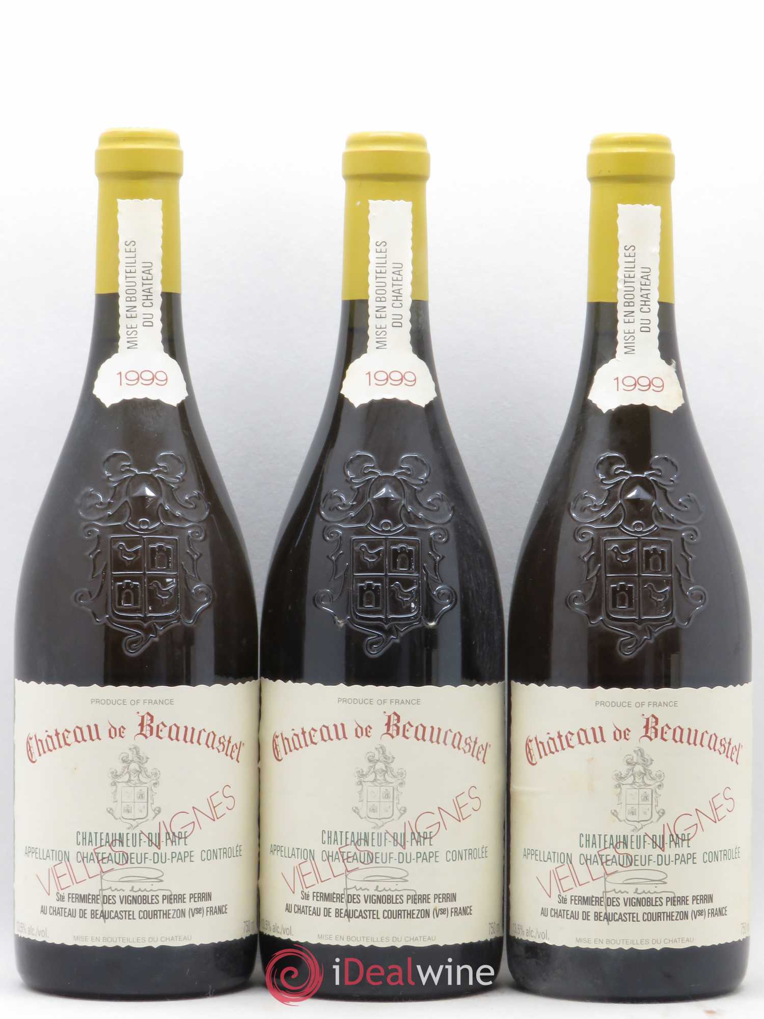Châteauneuf-du-Pape Château de Beaucastel Vieilles vignes Roussanne Famille Perrin 1999 - Lot de 3 bouteilles - 0