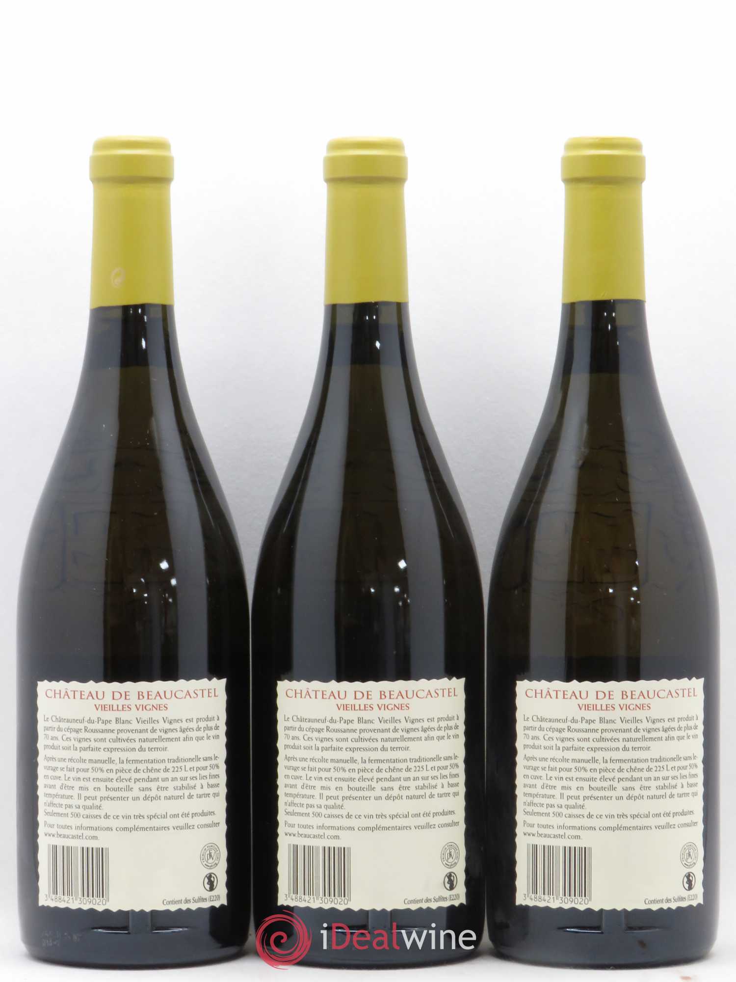 Châteauneuf-du-Pape Château de Beaucastel Vieilles vignes Roussanne Famille Perrin 2009 - Lot de 3 bouteilles - 1