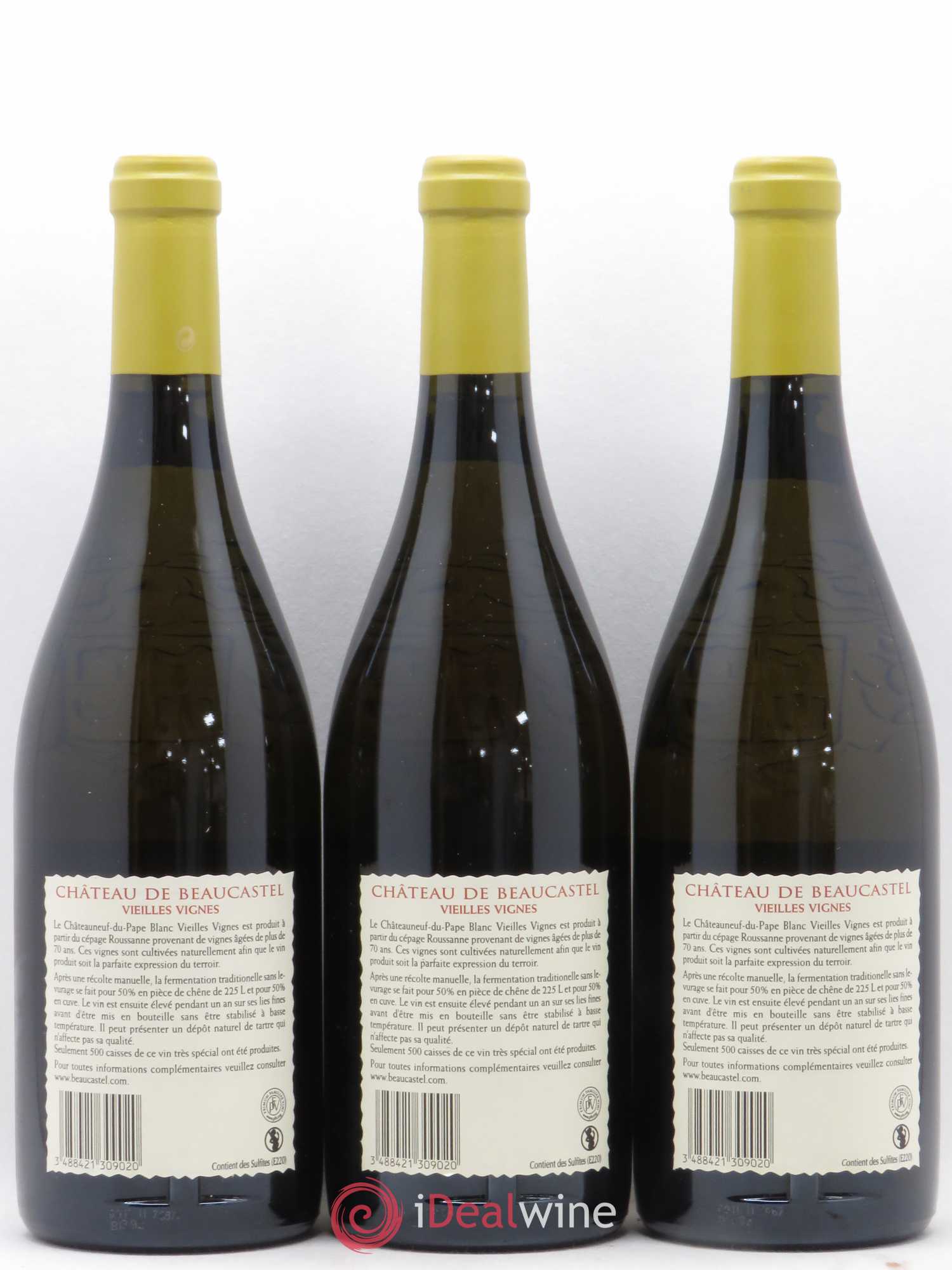 Châteauneuf-du-Pape Château de Beaucastel Vieilles vignes Roussanne Famille Perrin 2009 - Lot de 3 bouteilles - 1