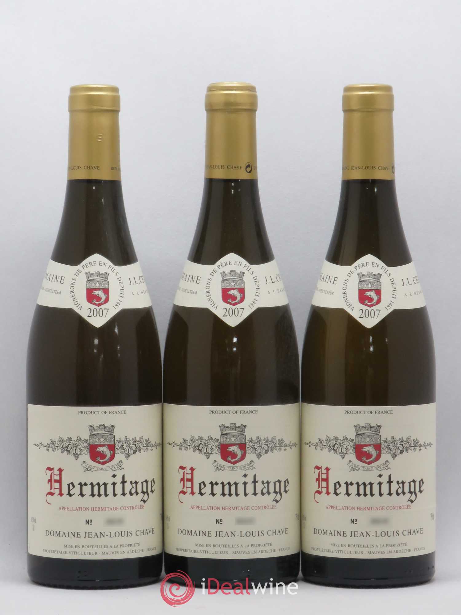 Hermitage Jean-Louis Chave 2007 - Lot de 3 bouteilles - 0