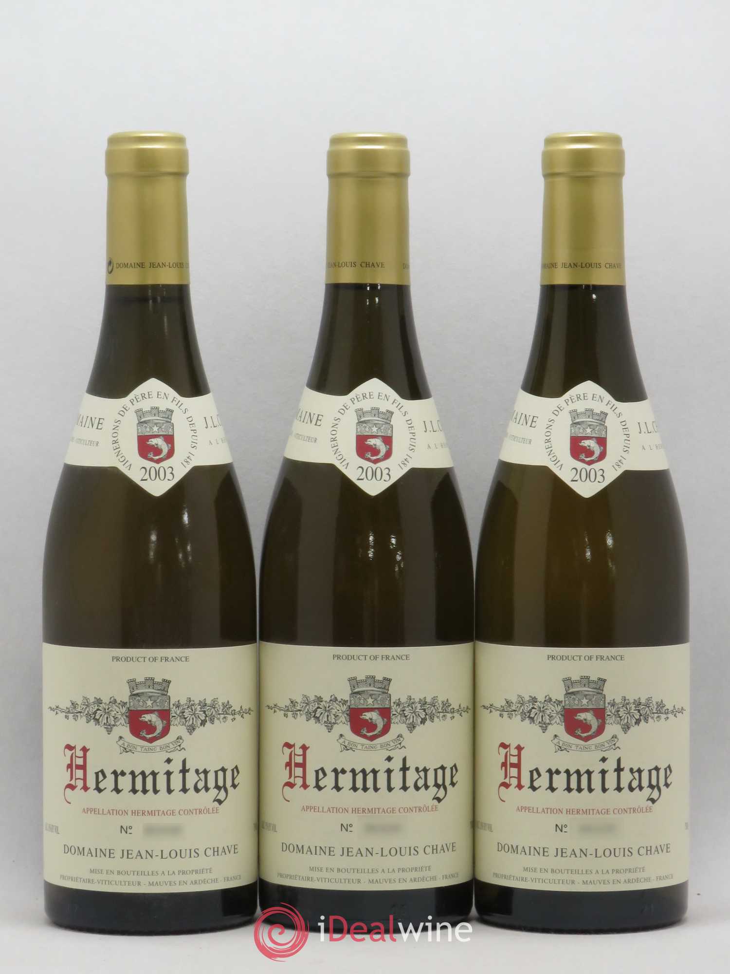 Hermitage Jean-Louis Chave 2003 - Lot de 3 bouteilles - 0