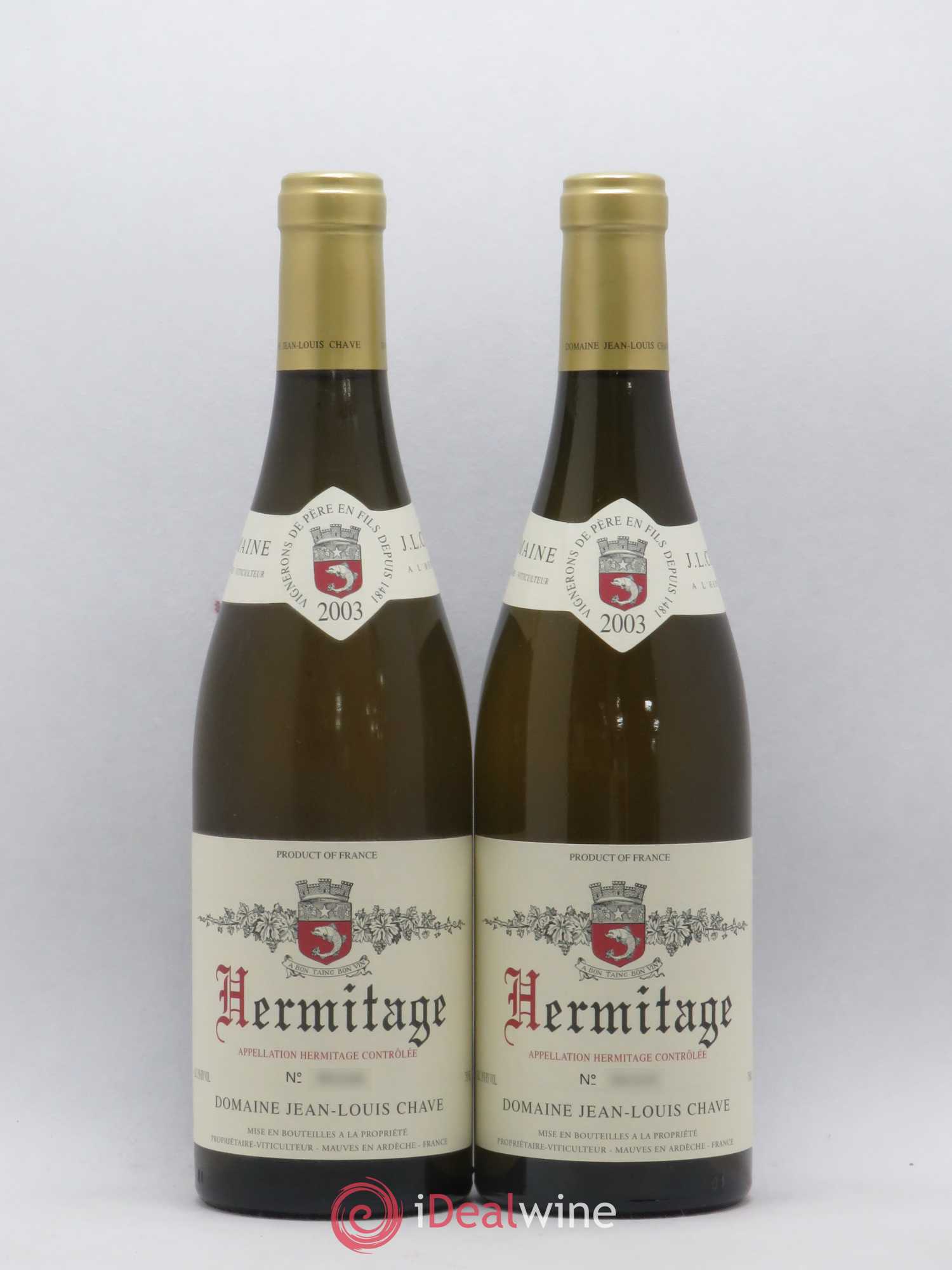 Hermitage Jean-Louis Chave 2003 - Lot de 2 bouteilles - 0