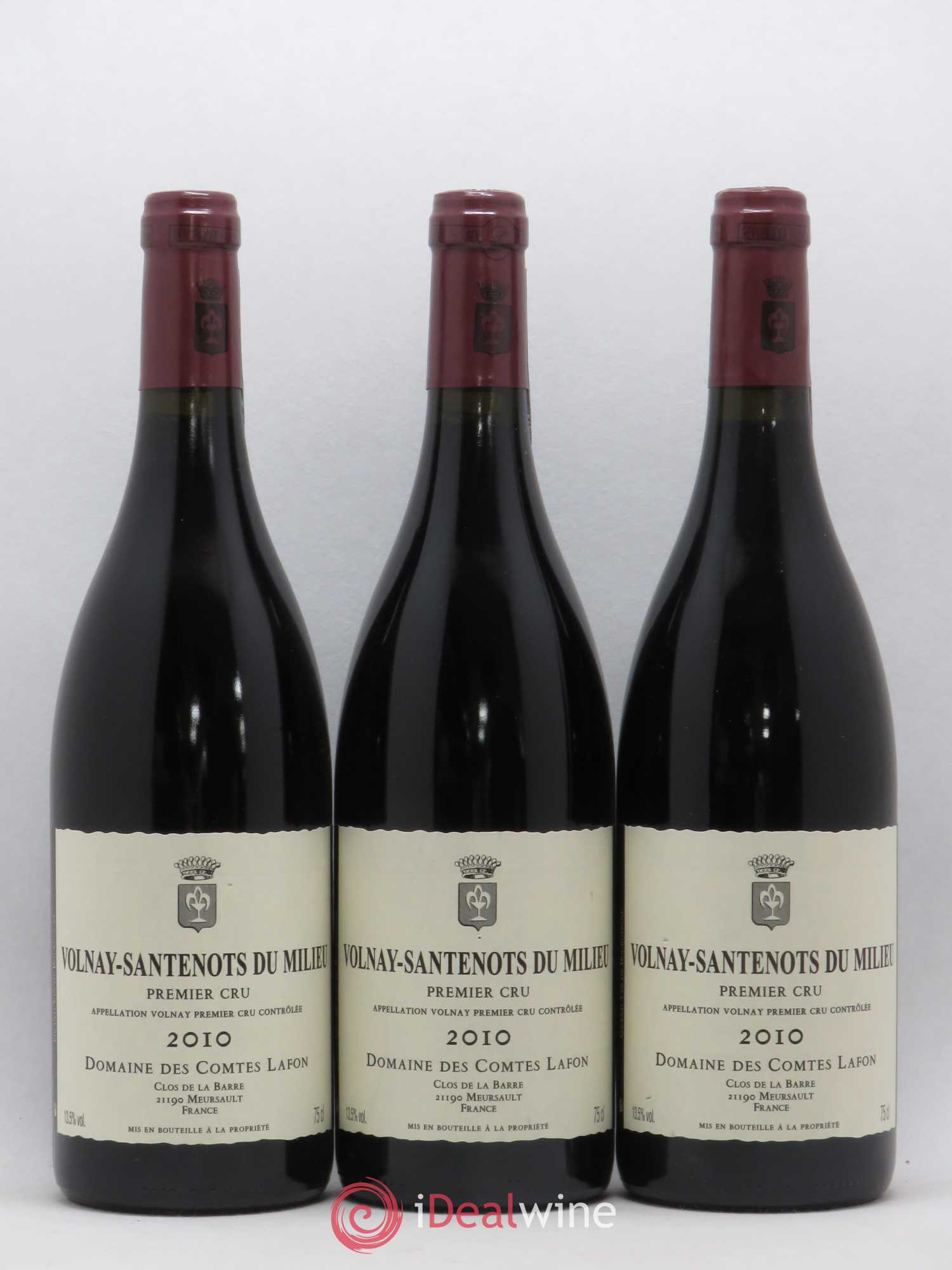 Volnay 1er Cru Santenots du Milieu Comtes Lafon (Domaine des) 2010 - Lot de 3 bouteilles - 0