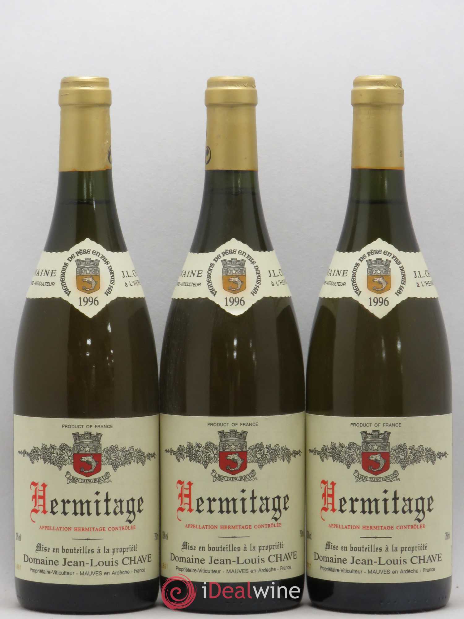 Hermitage Jean-Louis Chave 1996 - Lot de 3 bouteilles - 0