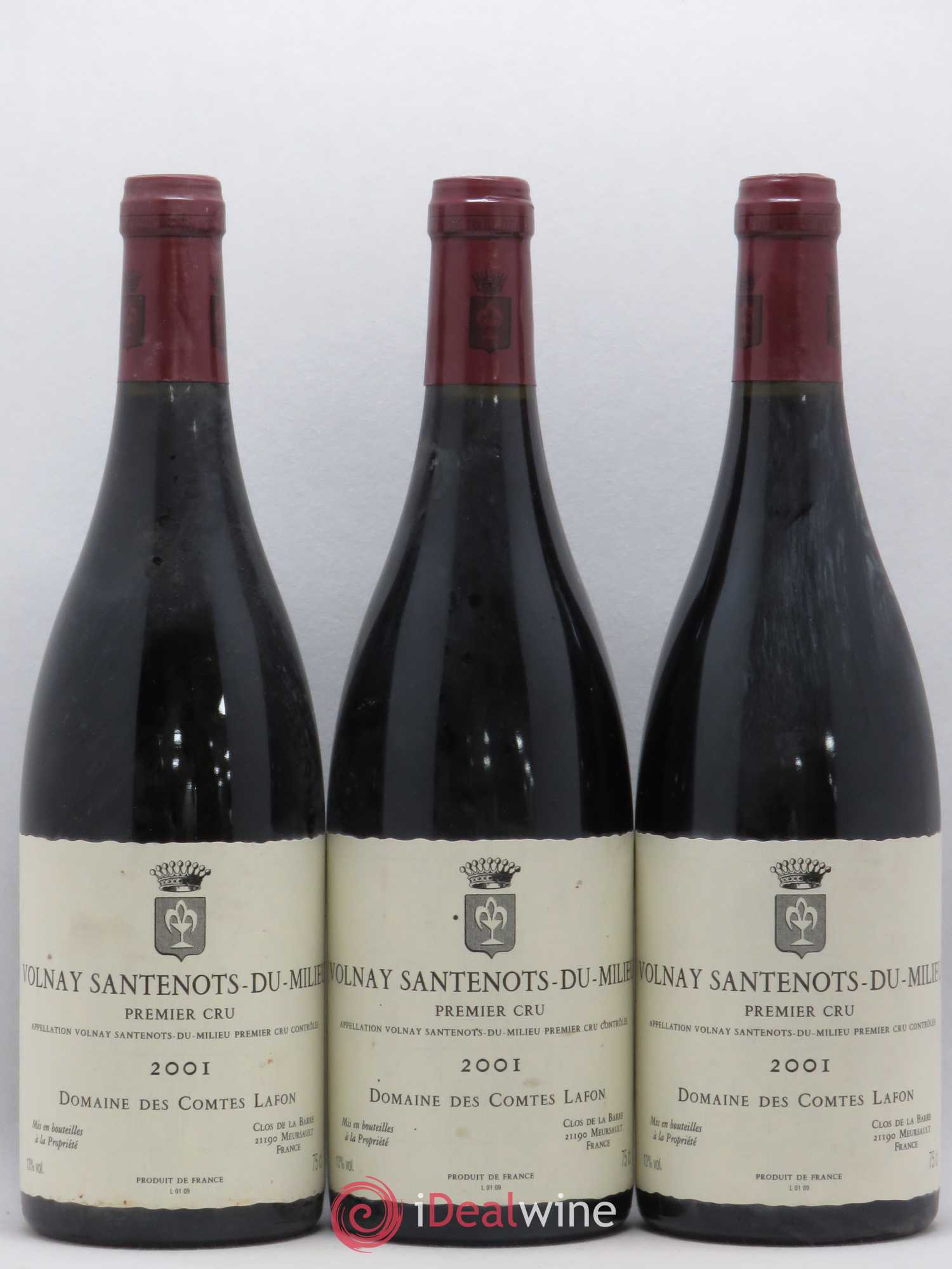 Volnay 1er Cru Santenots du Milieu Comtes Lafon (Domaine des) 2001 - Lot de 3 bouteilles - 0