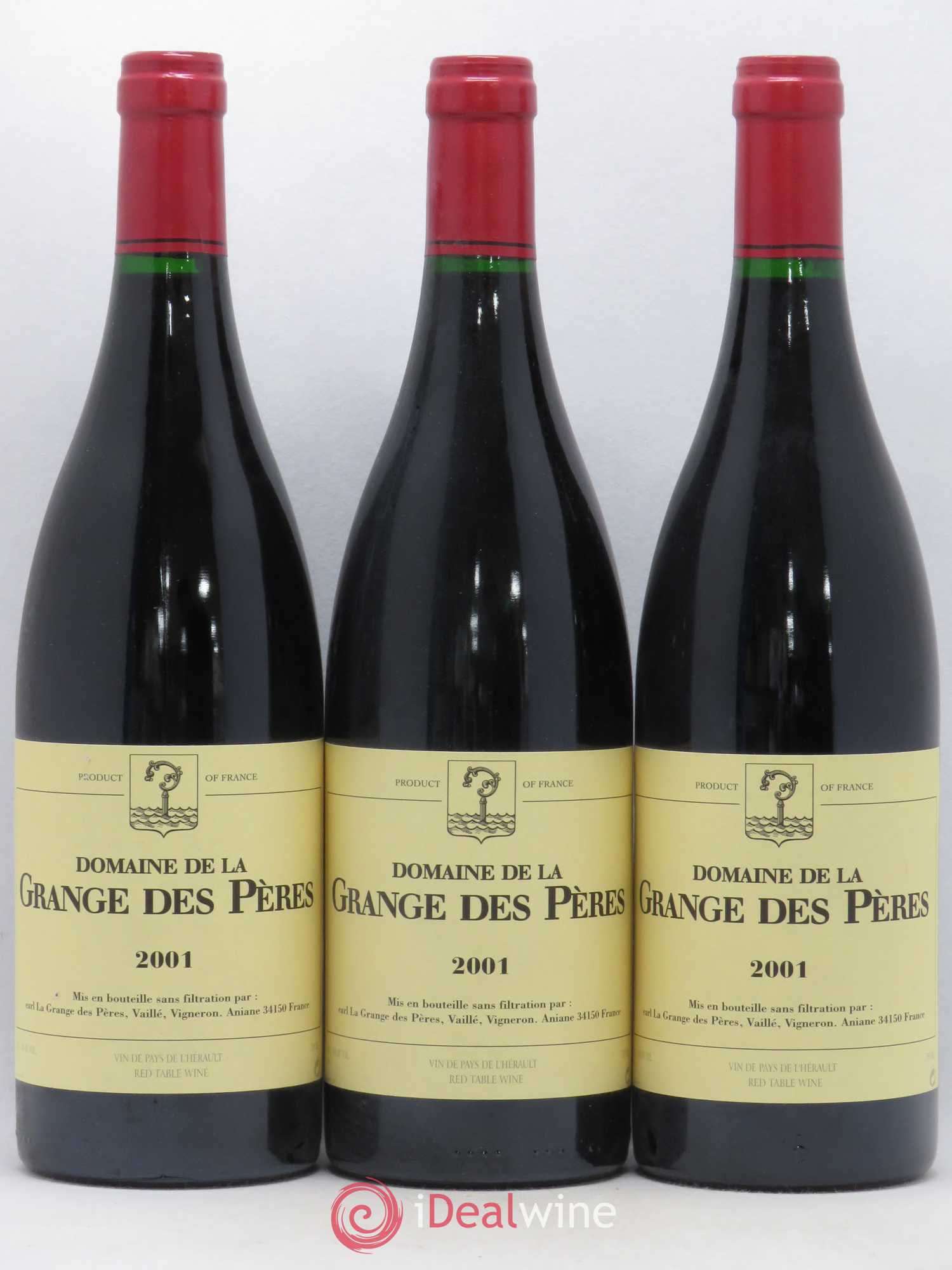 Pays d'Hérault Grange des Pères Laurent Vaillé 2001 - Lot de 3 bouteilles - 0