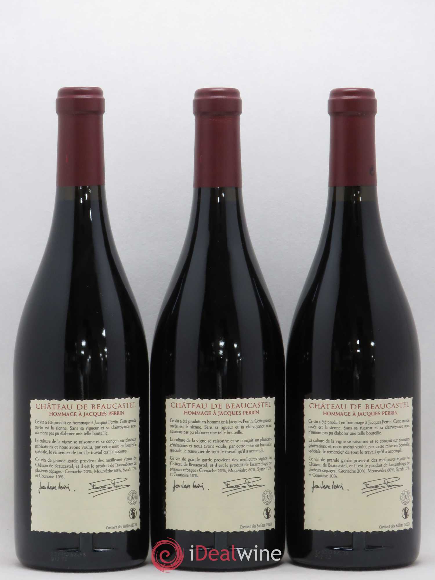 Châteauneuf-du-Pape Château de Beaucastel Hommage à Jacques Perrin Famille Perrin 2007 - Lot de 3 bouteilles - 1