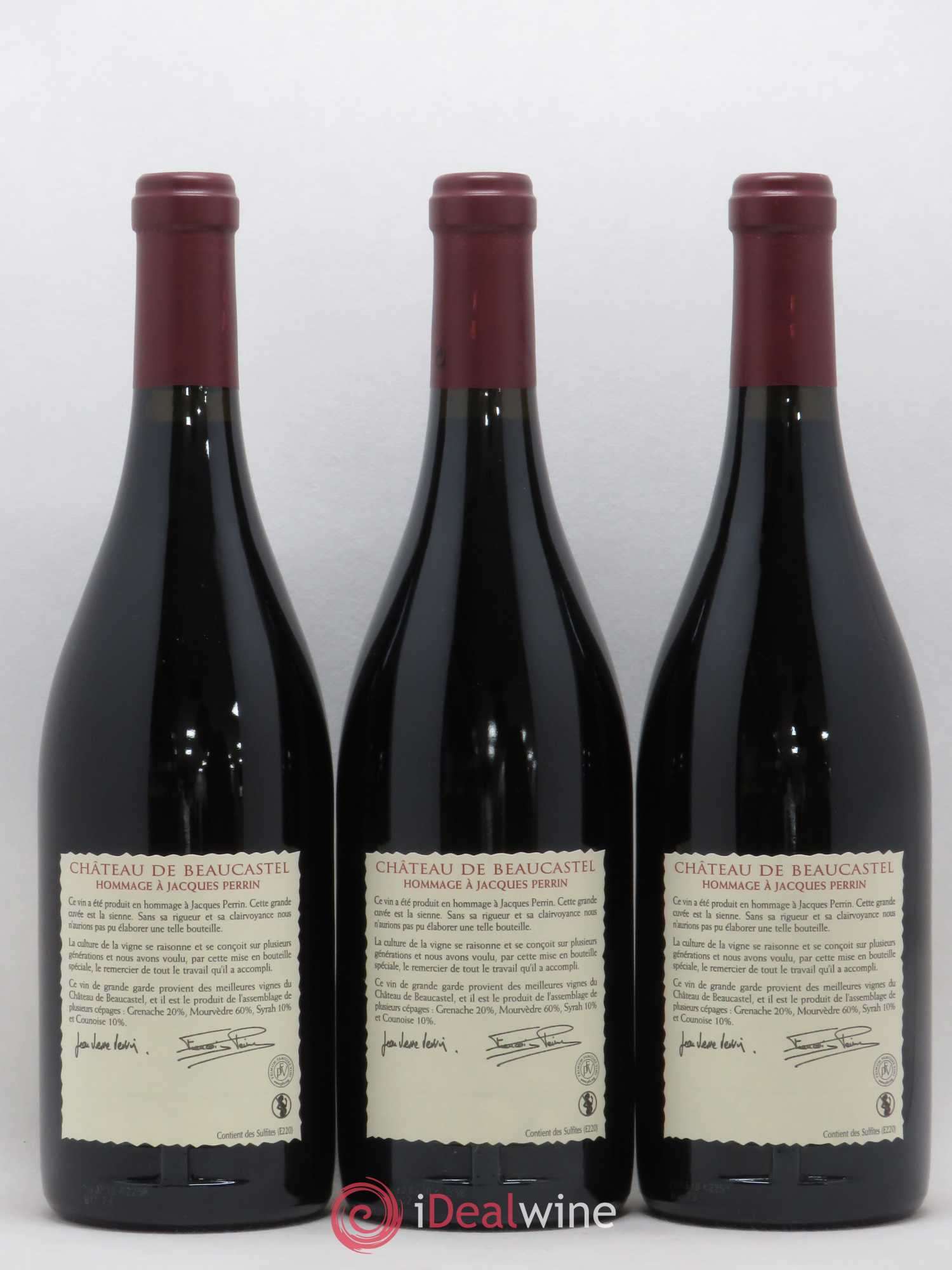 Châteauneuf-du-Pape Château de Beaucastel Hommage à Jacques Perrin Famille Perrin 2007 - Lot de 3 bouteilles - 1