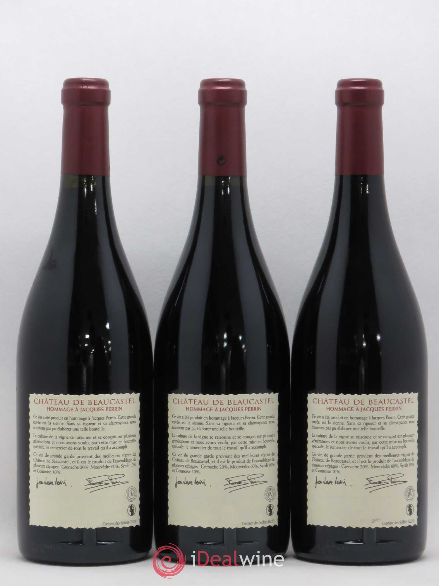 Châteauneuf-du-Pape Château de Beaucastel Hommage à Jacques Perrin Famille Perrin 2005 - Lot de 3 bouteilles - 1