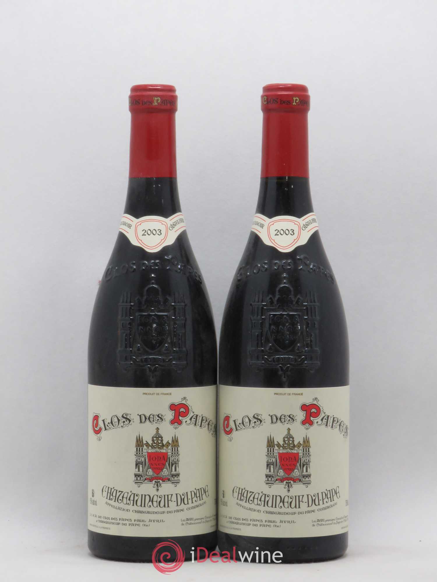 Châteauneuf-du-Pape Clos des Papes - Paul Avril 2003 - Lot de 2 bouteilles - 0