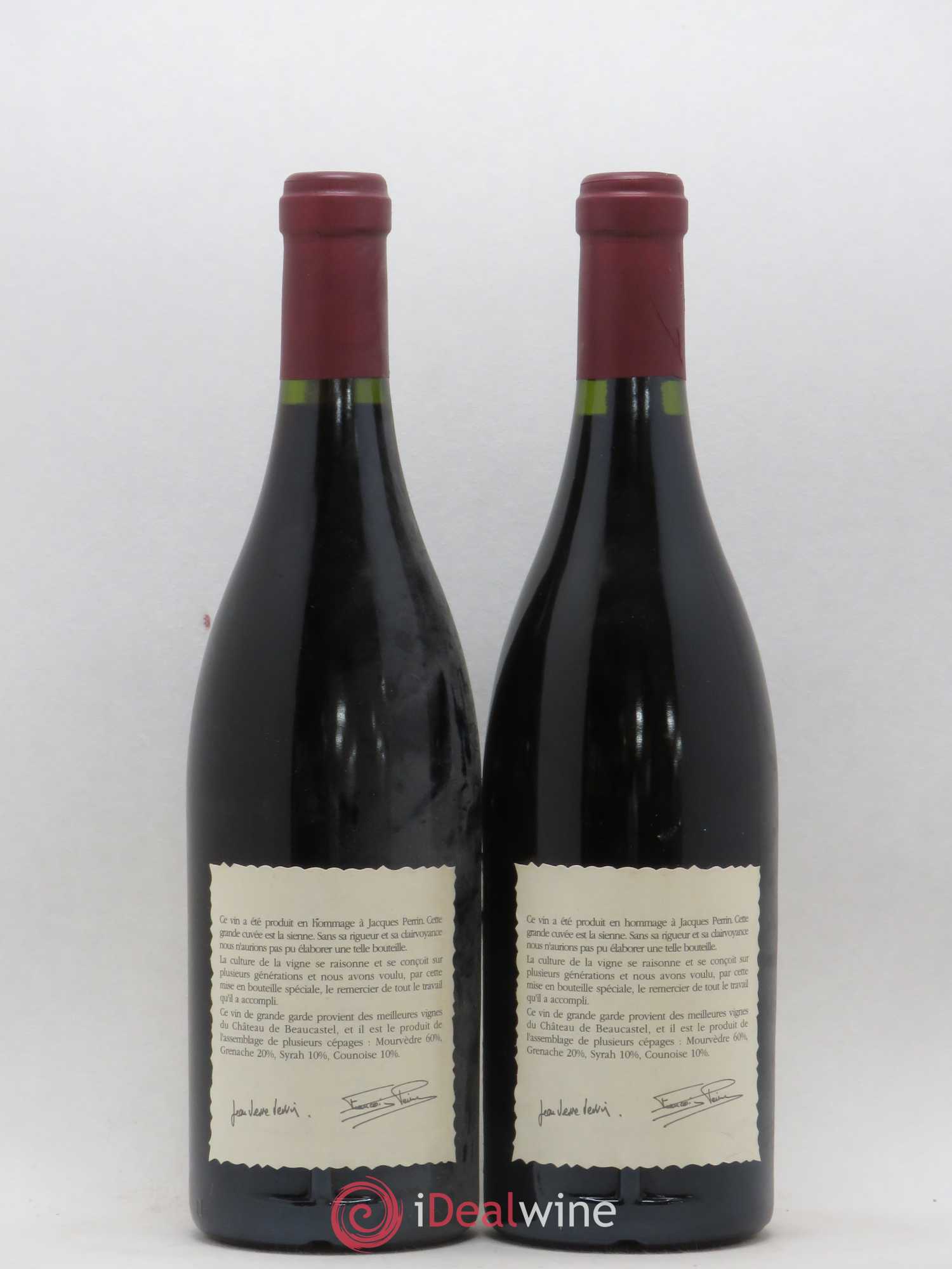 Châteauneuf-du-Pape Château de Beaucastel Hommage à Jacques Perrin Famille Perrin 1995 - Lot de 2 bouteilles - 1