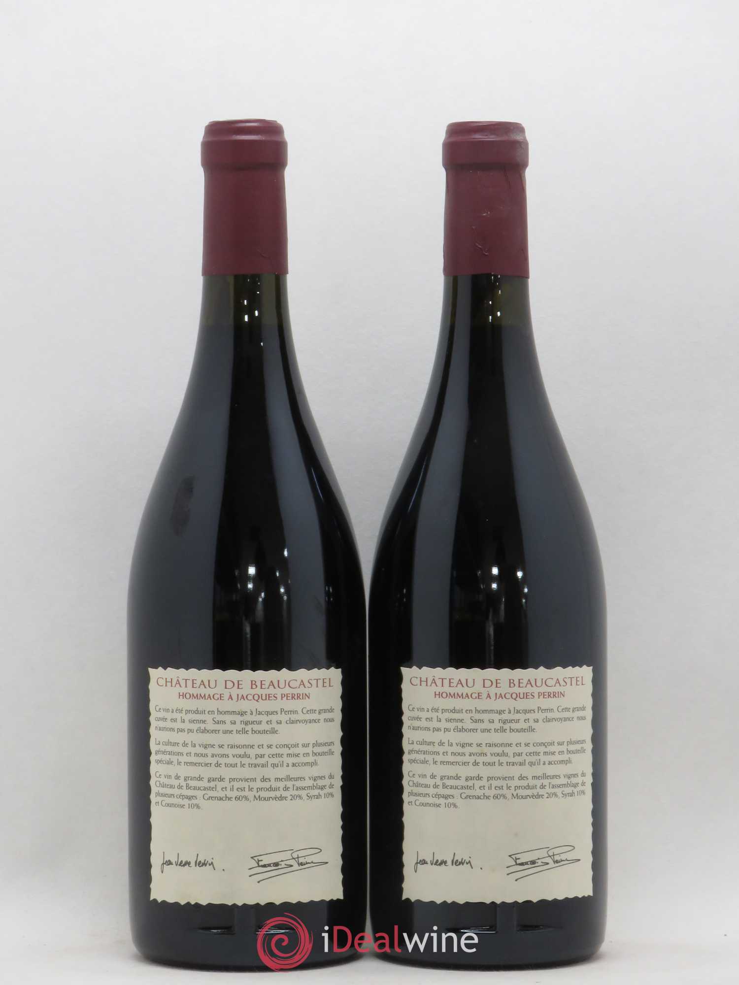 Châteauneuf-du-Pape Château de Beaucastel Hommage à Jacques Perrin Famille Perrin 1998 - Lot de 2 bouteilles - 1