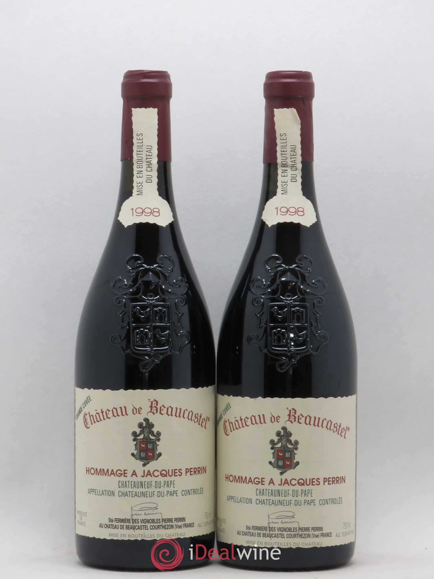 Châteauneuf-du-Pape Château de Beaucastel Hommage à Jacques Perrin Famille Perrin 1998 - Lot de 2 bouteilles - 0