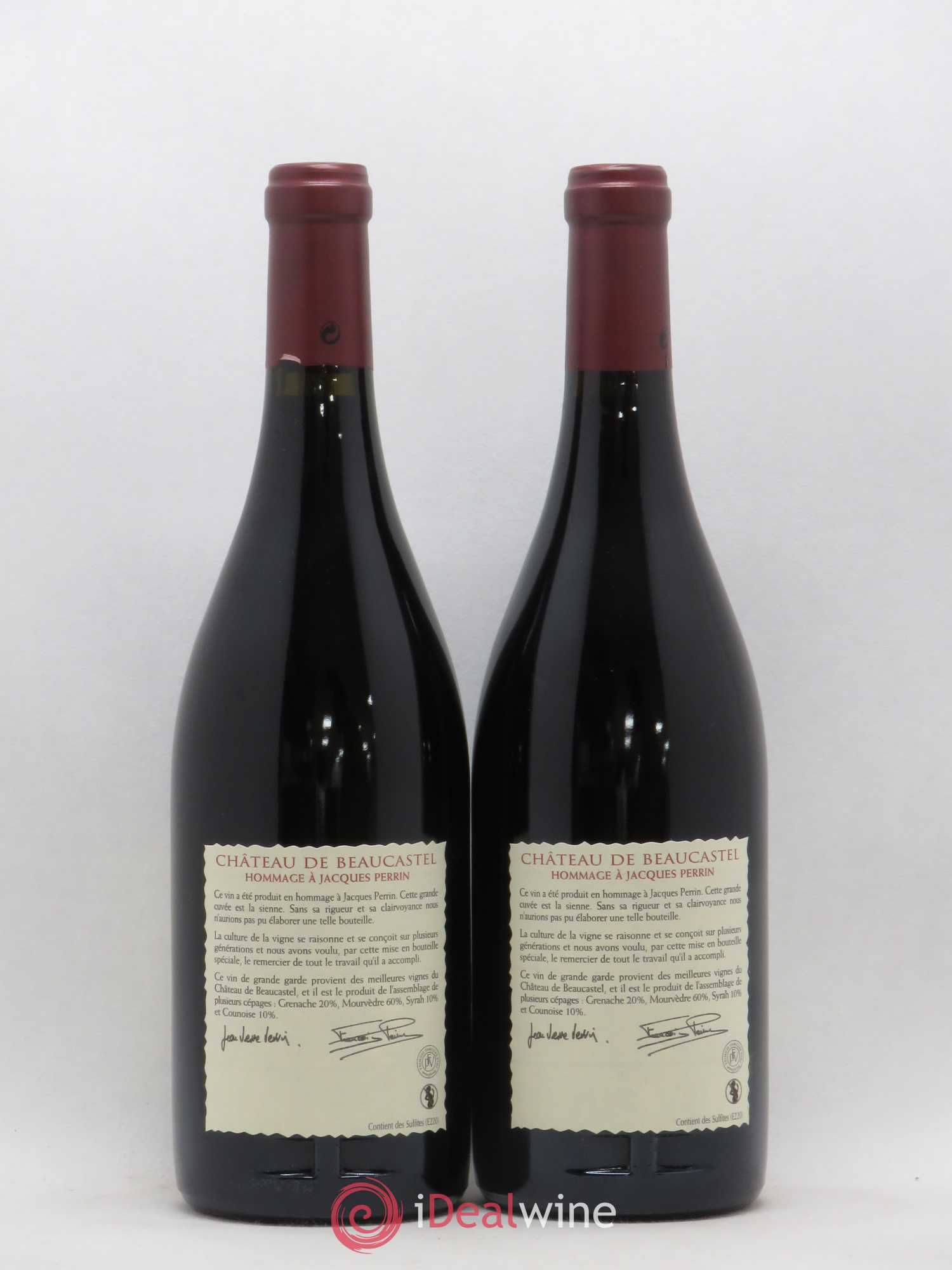 Châteauneuf-du-Pape Château de Beaucastel Hommage à Jacques Perrin Famille Perrin 2004 - Lotto di 2 bottiglie - 1
