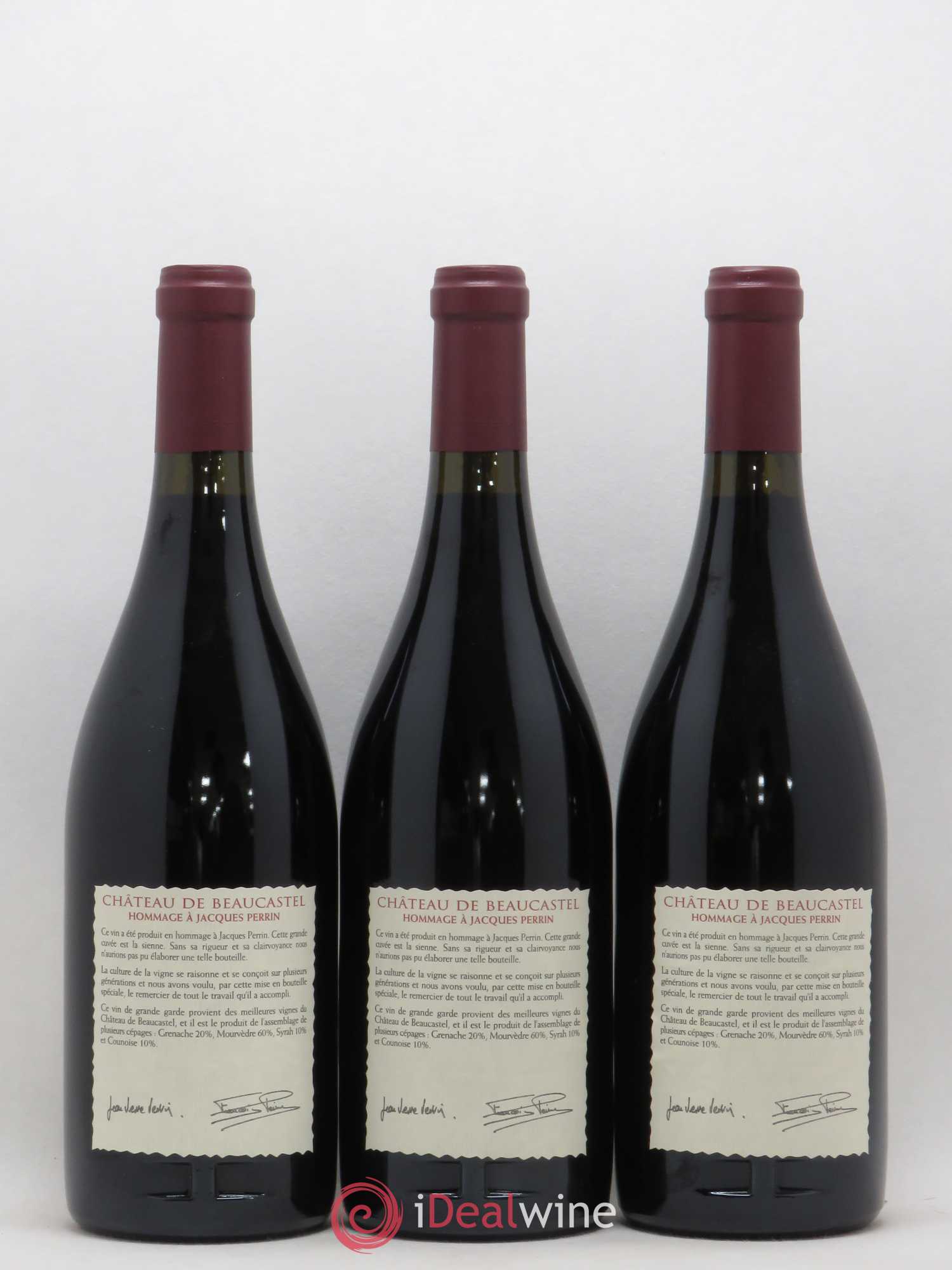 Châteauneuf-du-Pape Château de Beaucastel Hommage à Jacques Perrin Famille Perrin 2001 - Lot de 3 bouteilles - 1