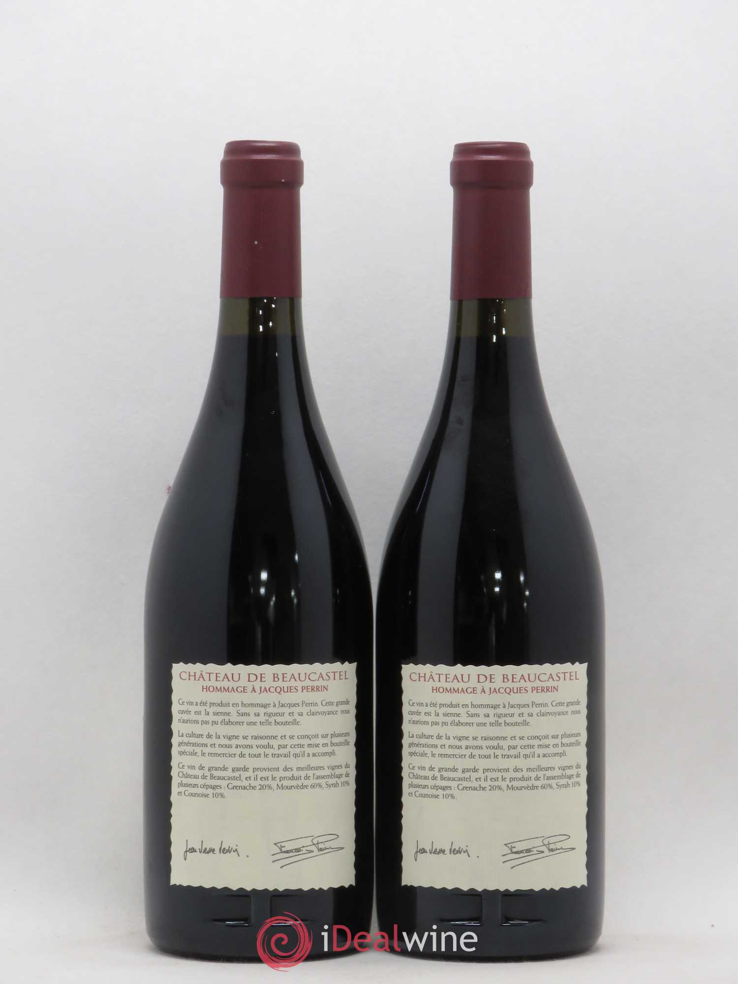 Châteauneuf-du-Pape Château de Beaucastel Hommage à Jacques Perrin Famille Perrin 2001 - Lot de 2 bouteilles - 1