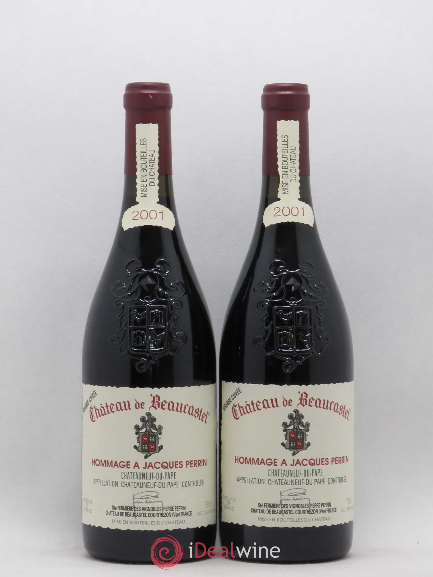 Châteauneuf-du-Pape Château de Beaucastel Hommage à Jacques Perrin Famille Perrin 2001 - Lot de 2 bouteilles - 0