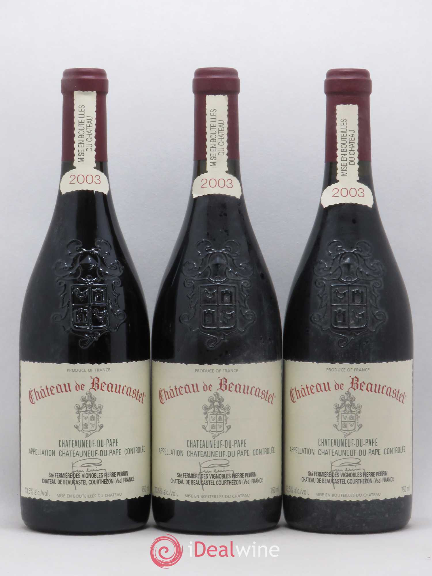 Châteauneuf-du-Pape Château de Beaucastel Famille Perrin 2003 - Lot de 3 bouteilles - 0