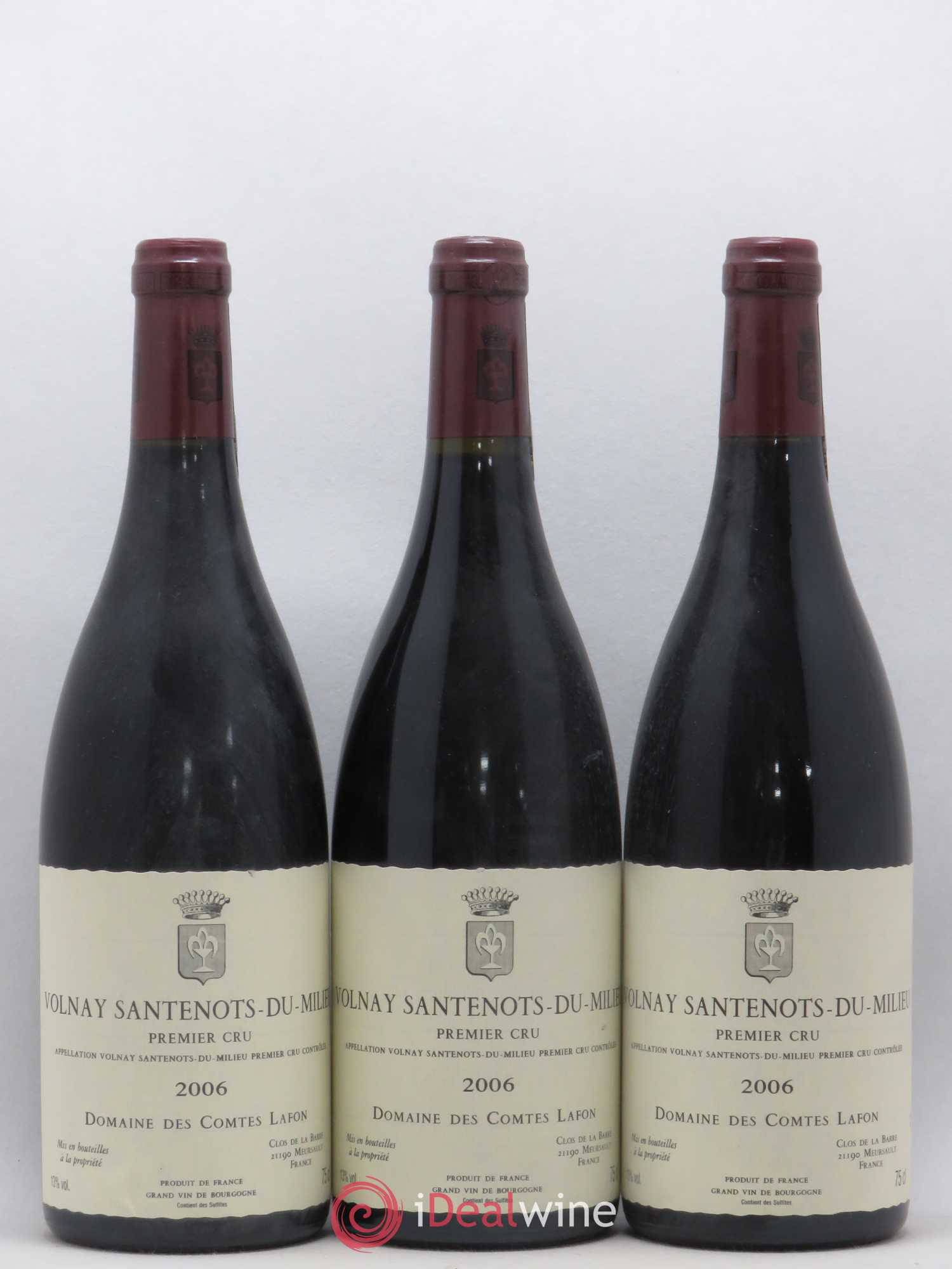 Volnay 1er Cru Santenots du Milieu Comtes Lafon (Domaine des) 2006 - Lot de 3 bouteilles - 0