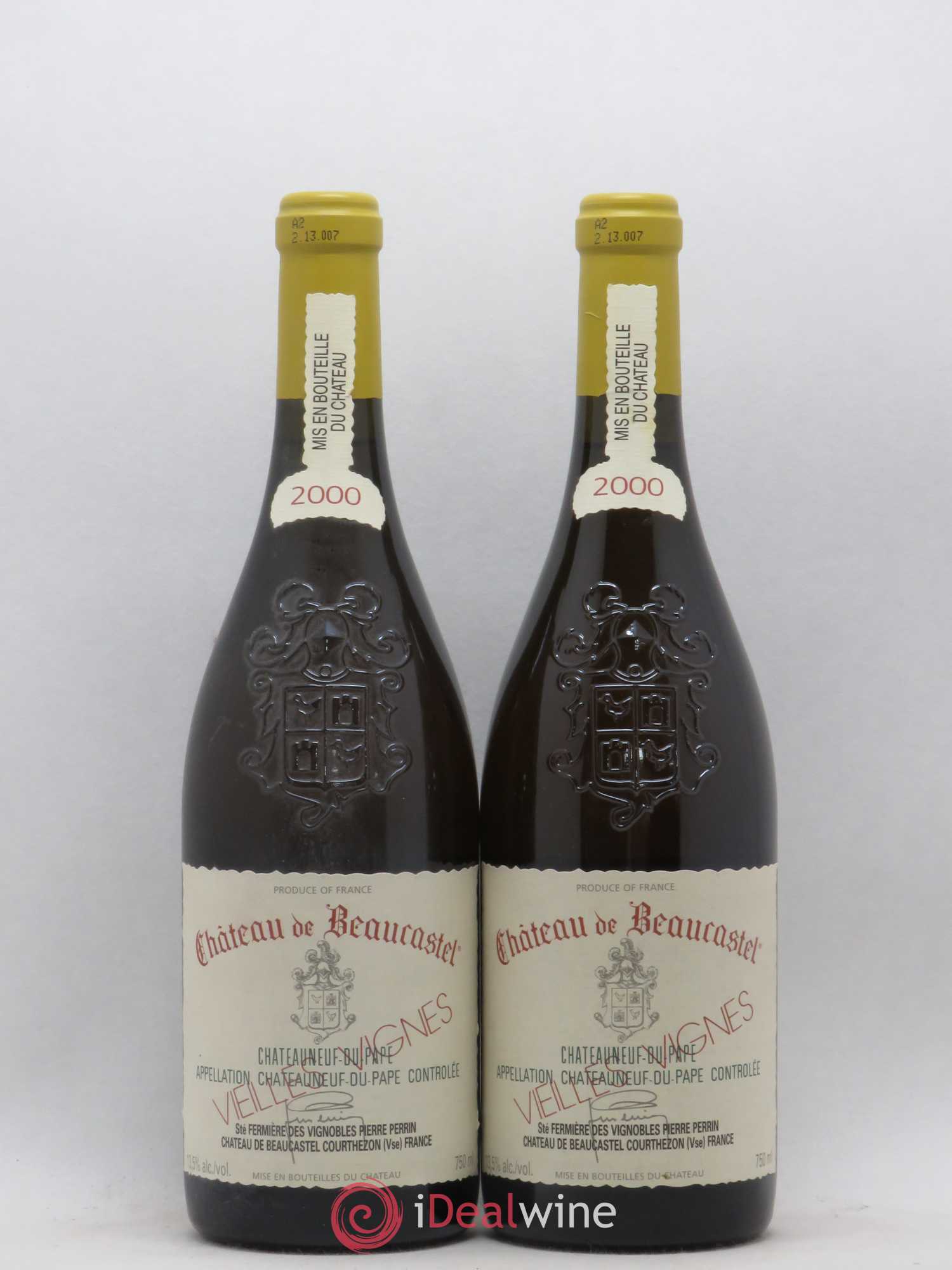 Châteauneuf-du-Pape Château de Beaucastel Vieilles vignes Roussanne Famille Perrin 2000 - Lot de 2 bouteilles - 0