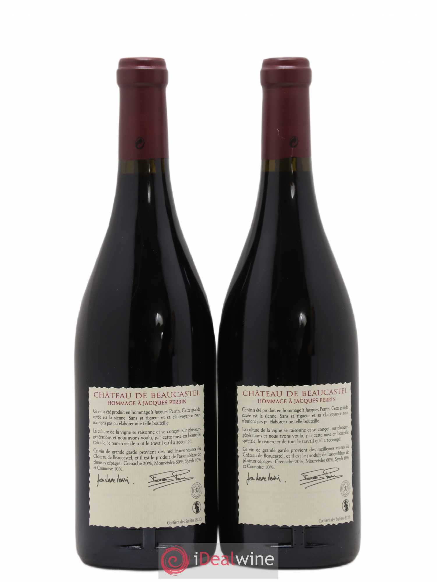 Châteauneuf-du-Pape Château de Beaucastel Hommage à Jacques Perrin Famille Perrin 2004 - Lot de 2 bouteilles - 1
