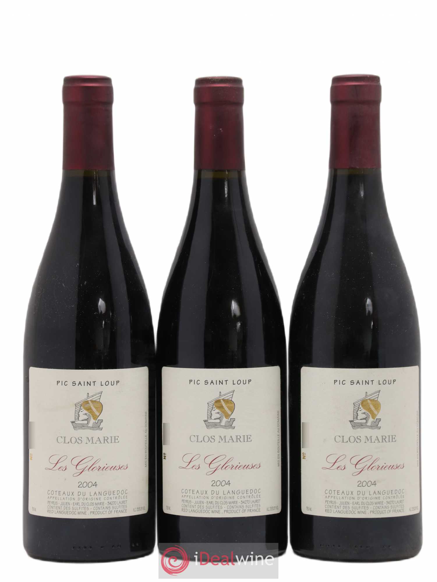 Pic Saint-Loup Clos Marie Les Glorieuses Christophe Peyrus et Françoise Julien 2004 - Lot de 3 bouteilles - 0