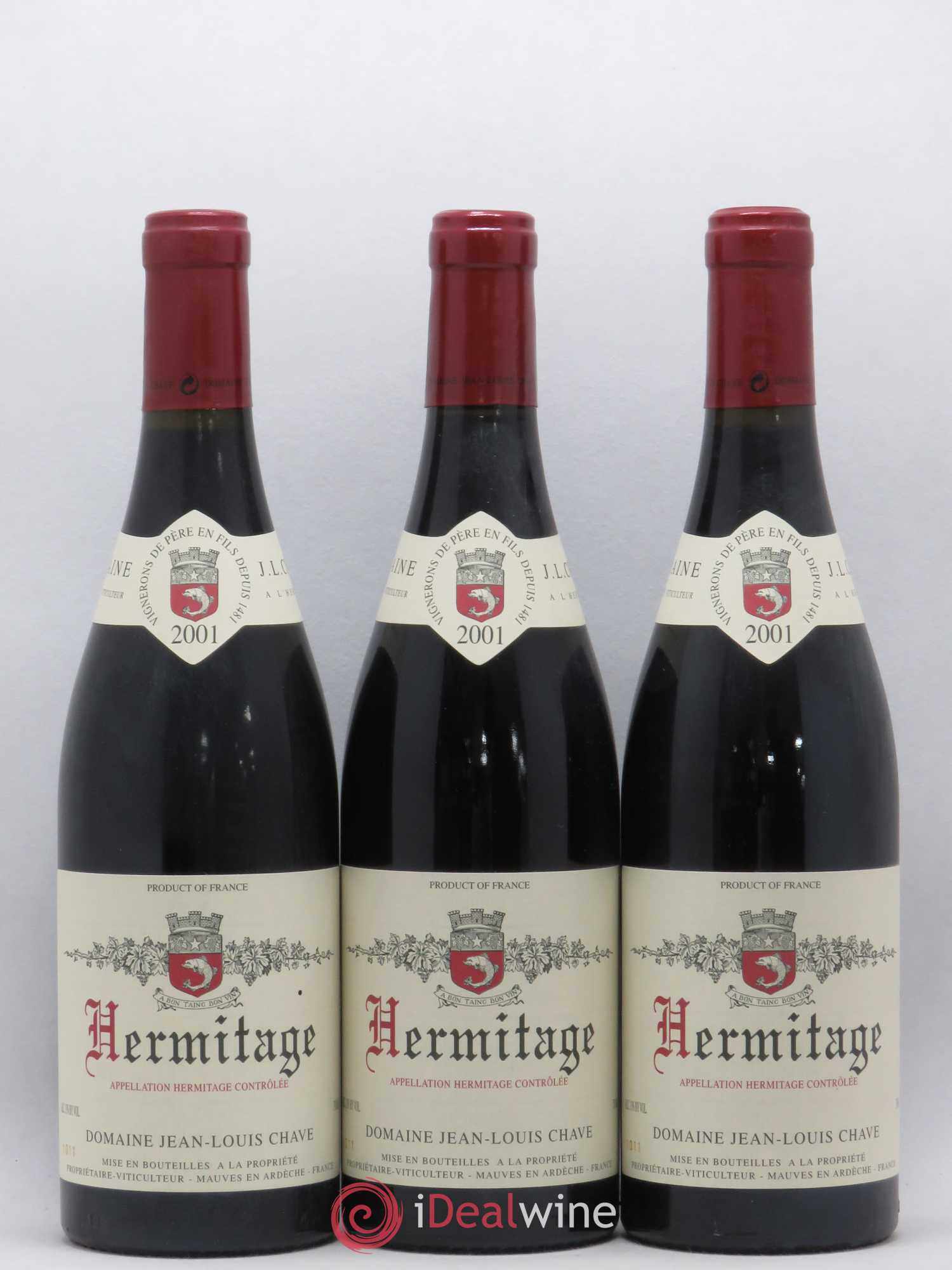 Hermitage Jean-Louis Chave 2001 - Lot de 3 bouteilles - 0