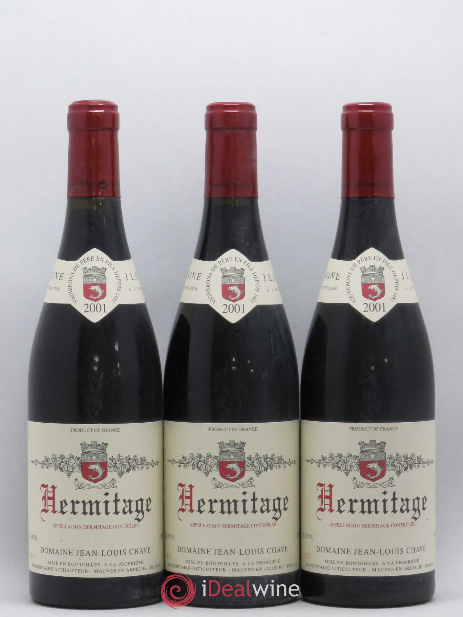 Hermitage Jean-Louis Chave 2001 - Lot de 3 bouteilles - 0