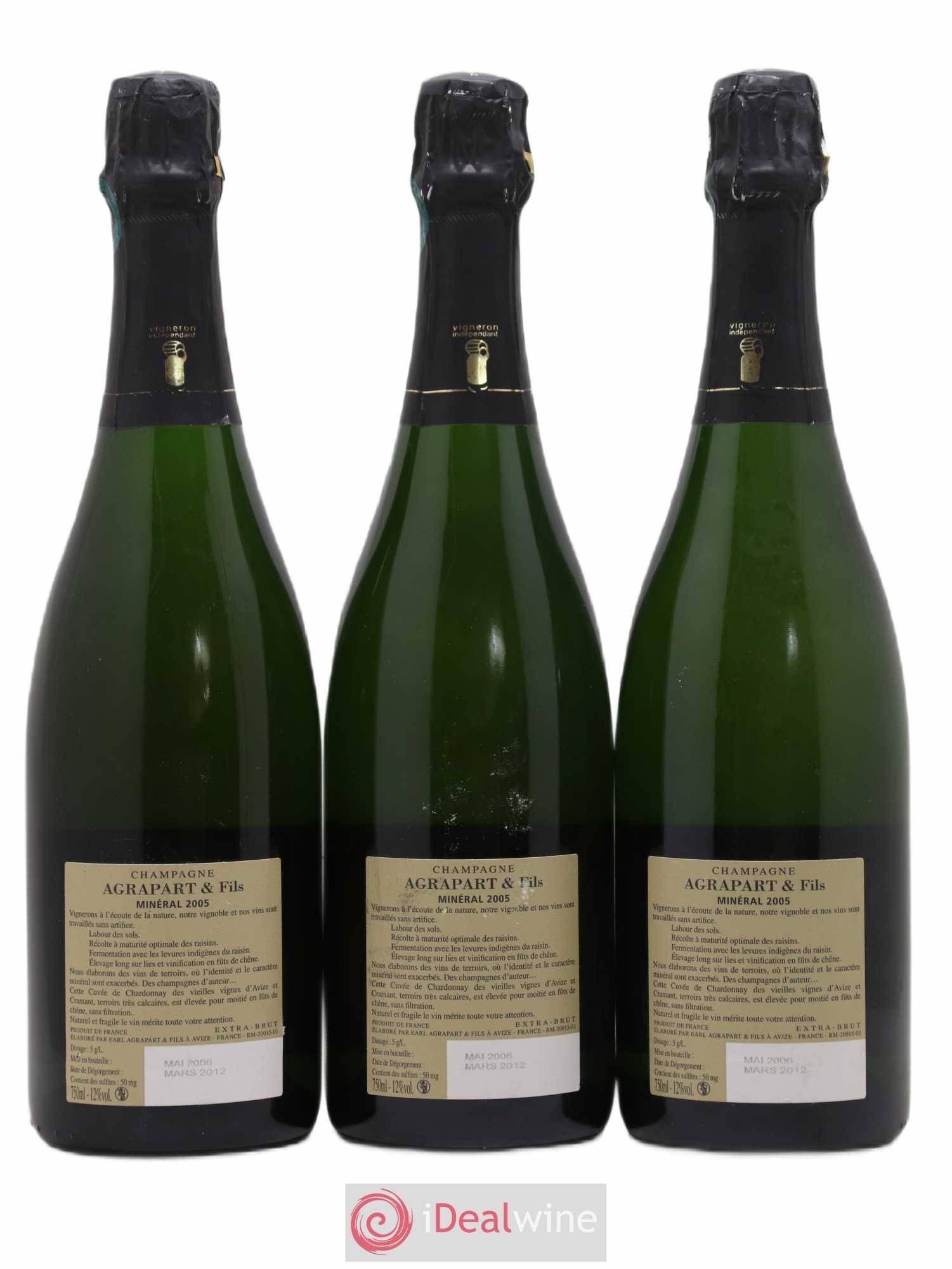 Minéral Blanc de Blancs  Extra-Brut Agrapart & Fils 2005 - Lot de 3 bouteilles - 1