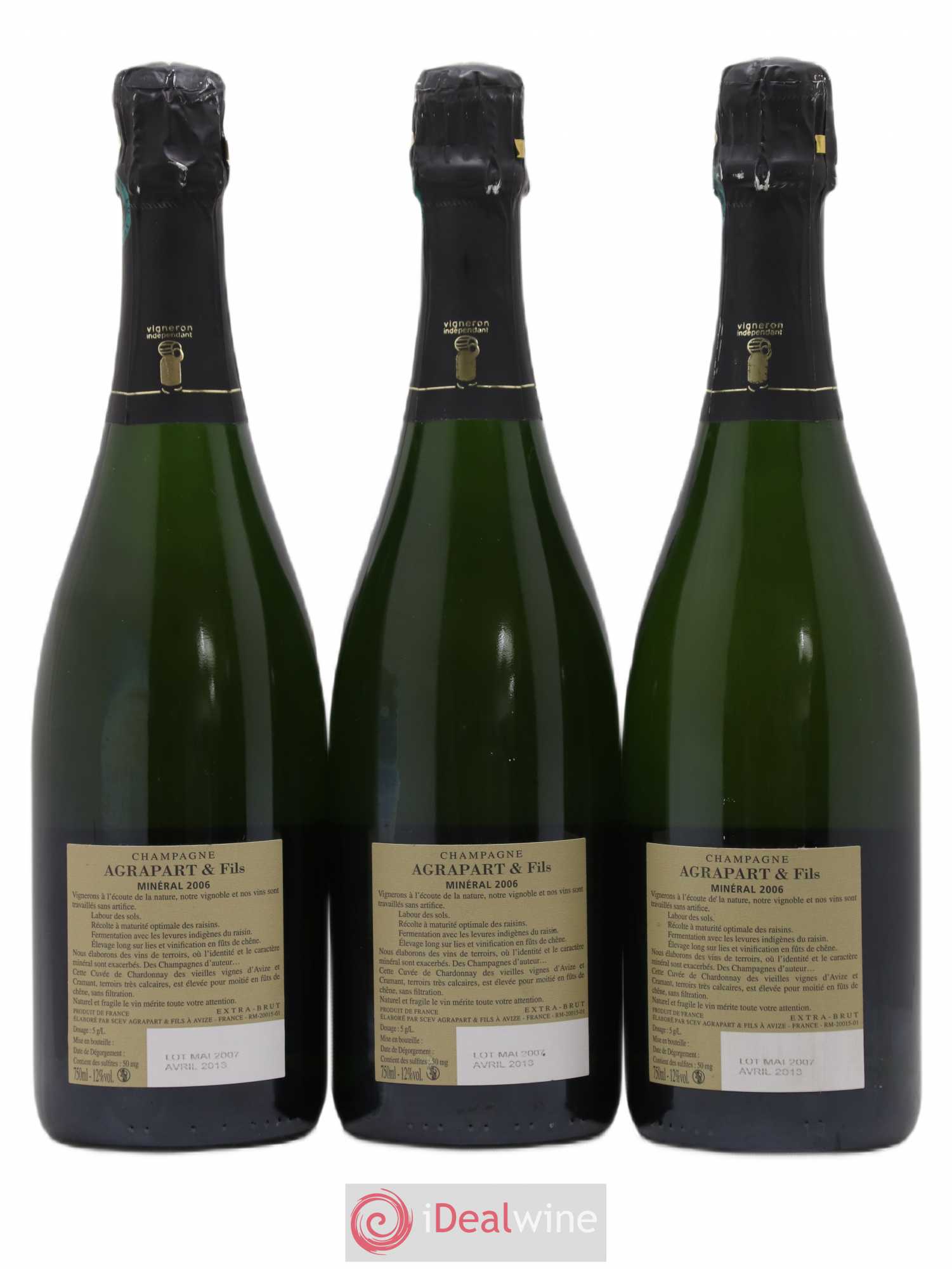 Minéral Blanc de Blancs  Extra-Brut Agrapart & Fils 2006 - Lot de 3 bouteilles - 1