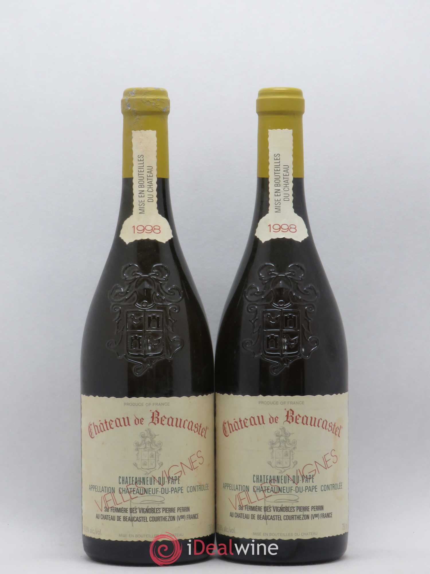 Châteauneuf-du-Pape Château de Beaucastel Vieilles vignes Roussanne Famille Perrin 1998 - Lot de 2 bouteilles - 0