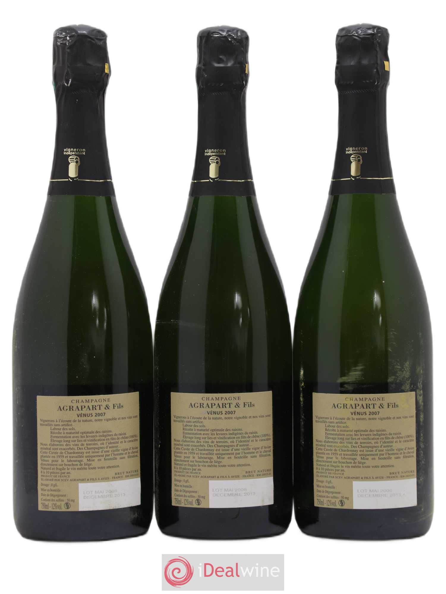 Vénus Blanc de Blancs Brut Nature Pascal Agrapart 2007 - Lot de 3 bouteilles - 1