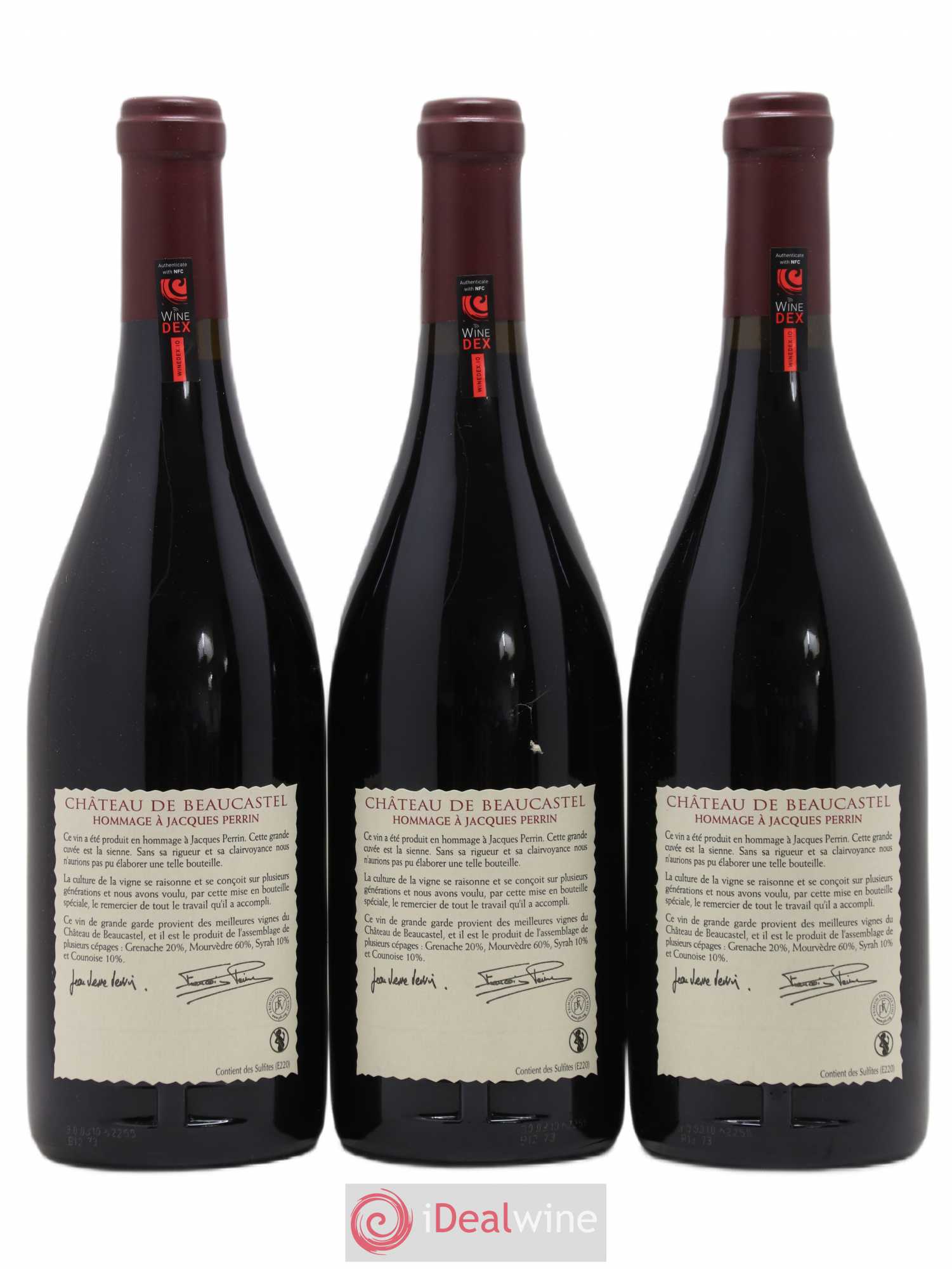 Châteauneuf-du-Pape Château de Beaucastel Hommage à Jacques Perrin Famille Perrin 2007 - Lot de 3 bouteilles - 1