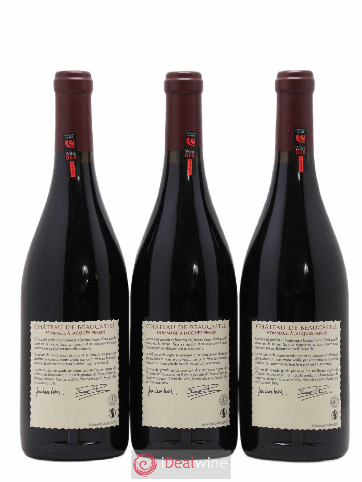 Châteauneuf-du-Pape Château de Beaucastel Hommage à Jacques Perrin Famille Perrin 2007 - Lot de 3 bouteilles - 1